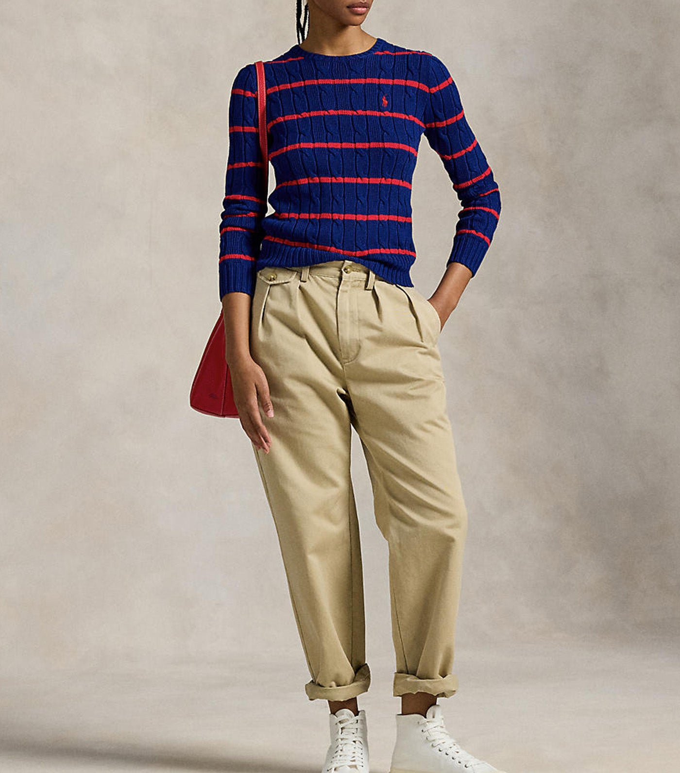 Striped Cable Knit Sweater Multi