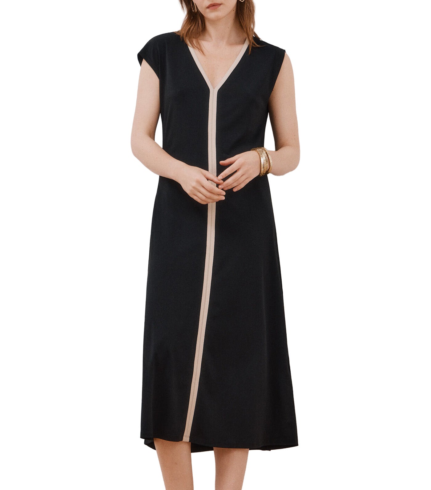 Contrast V Neckline Dress