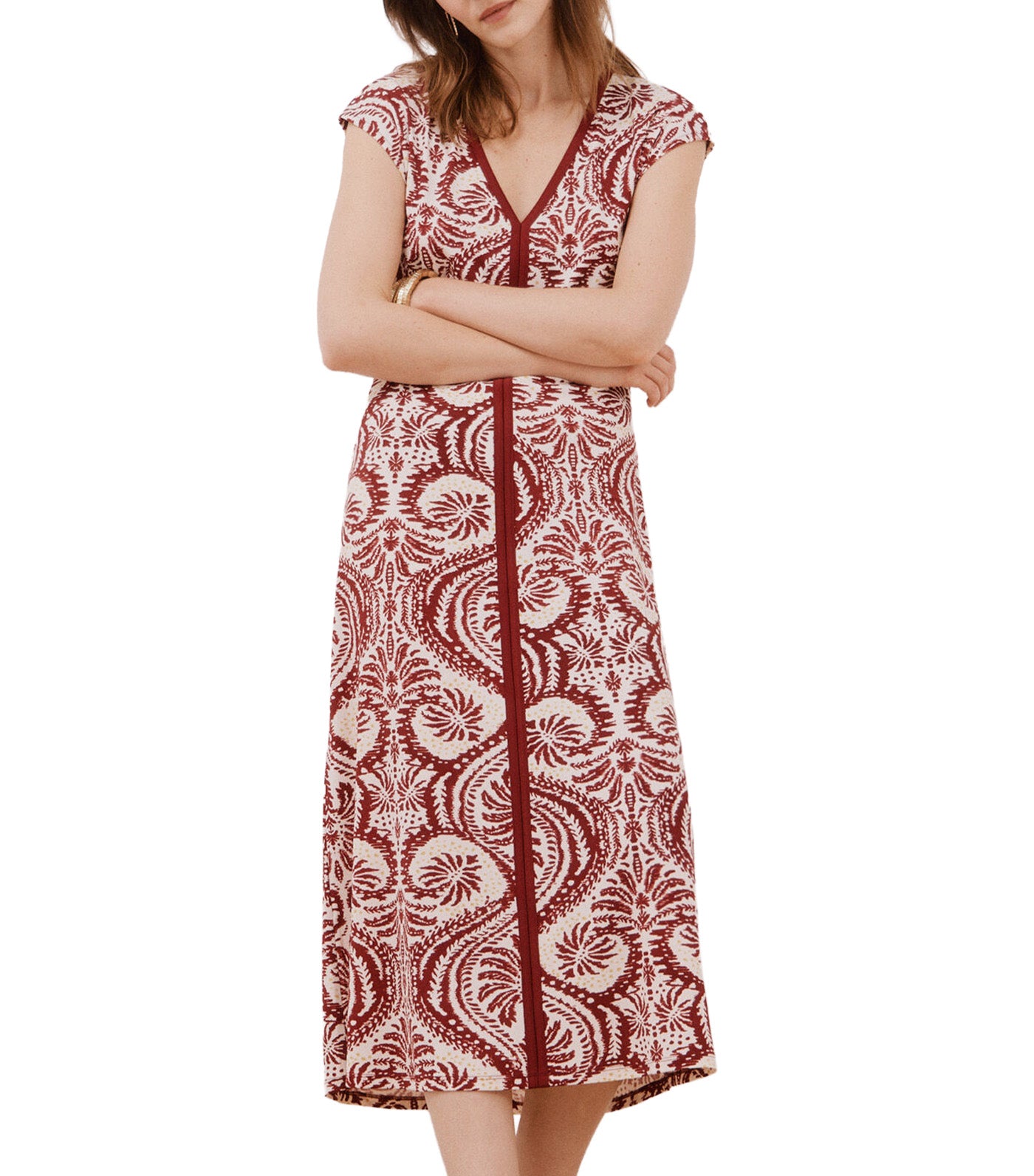 Contrast V Neckline Dress