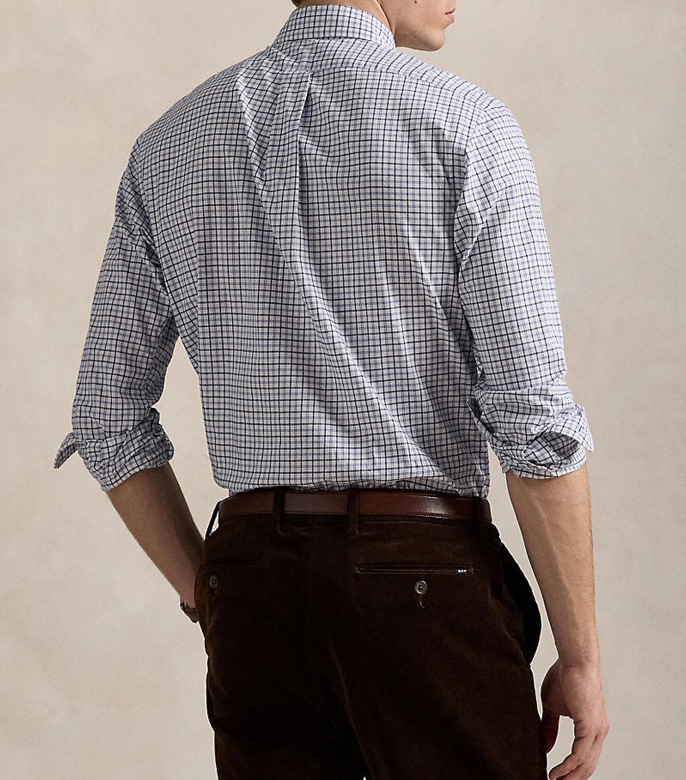 Custom Fit Plaid Twill Shirt Blue