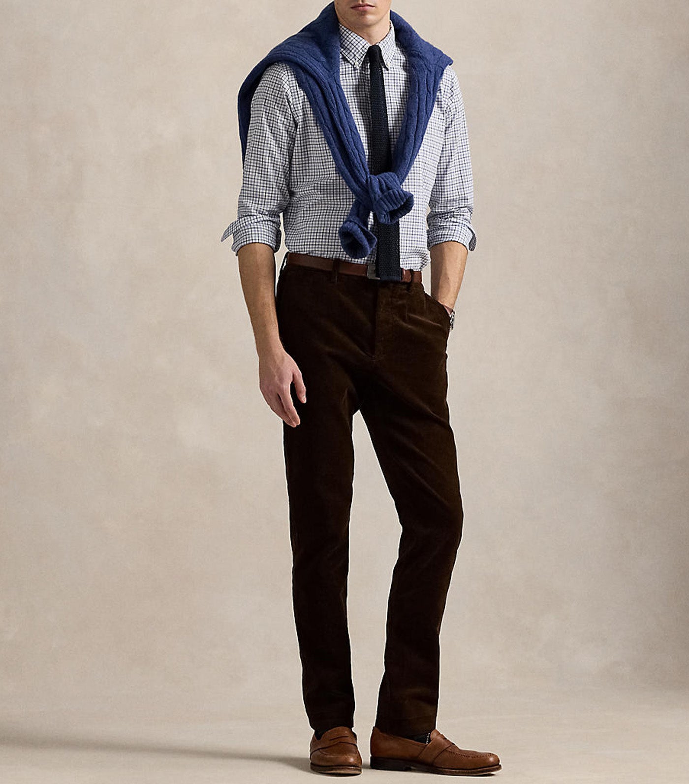 Custom Fit Plaid Twill Shirt Blue
