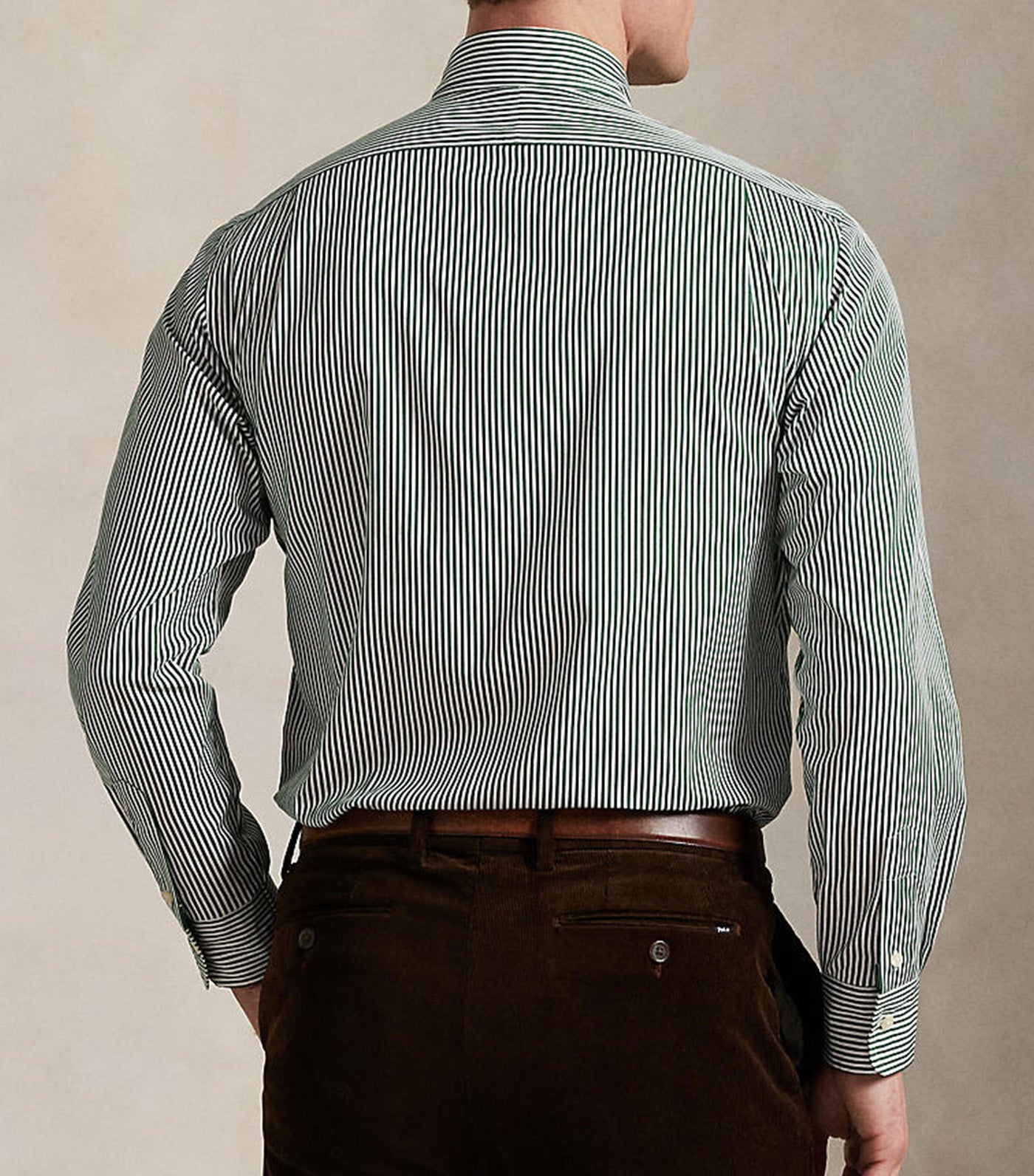 Custom Fit Striped Poplin Shirt Green