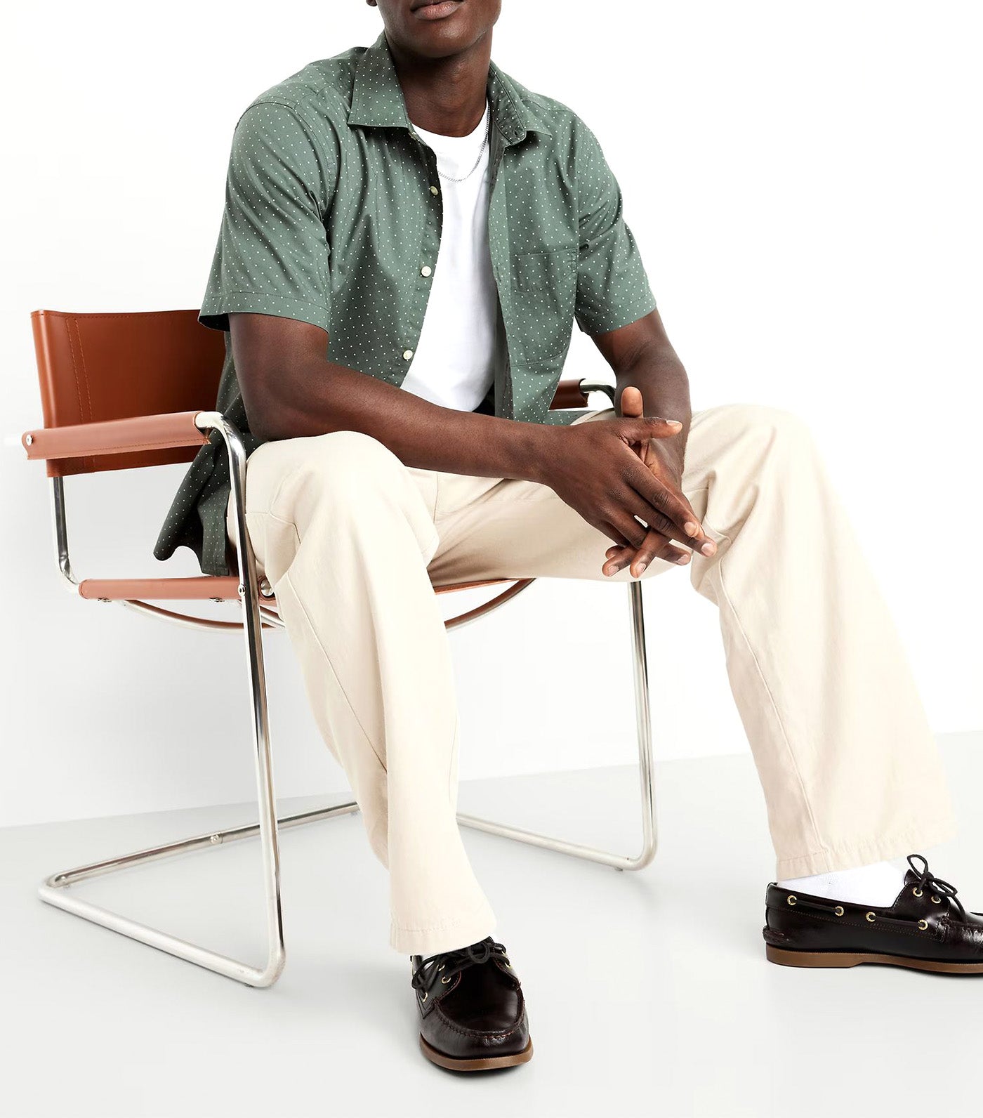 Old Navy Classic Fit Printed Everyday Shirt Green Dots