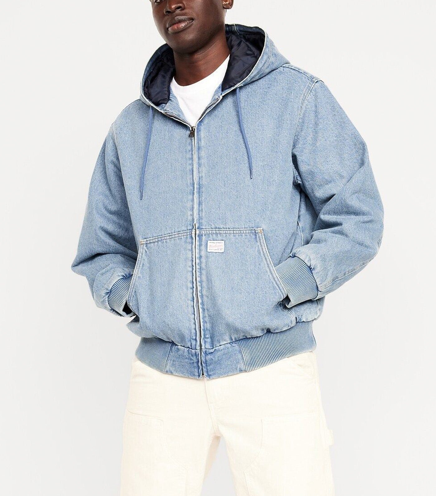 Old Navy Oversized Denim Zip Hoodie Medium Wash