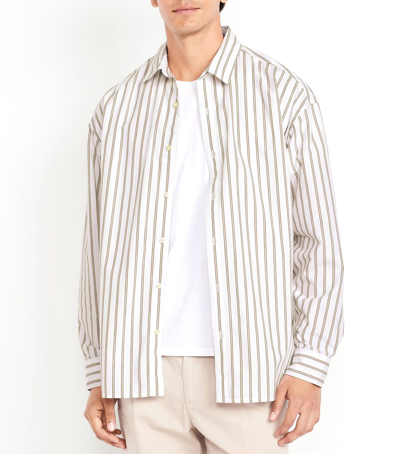 Old Navy Oversized Poplin Shirt White Stripe