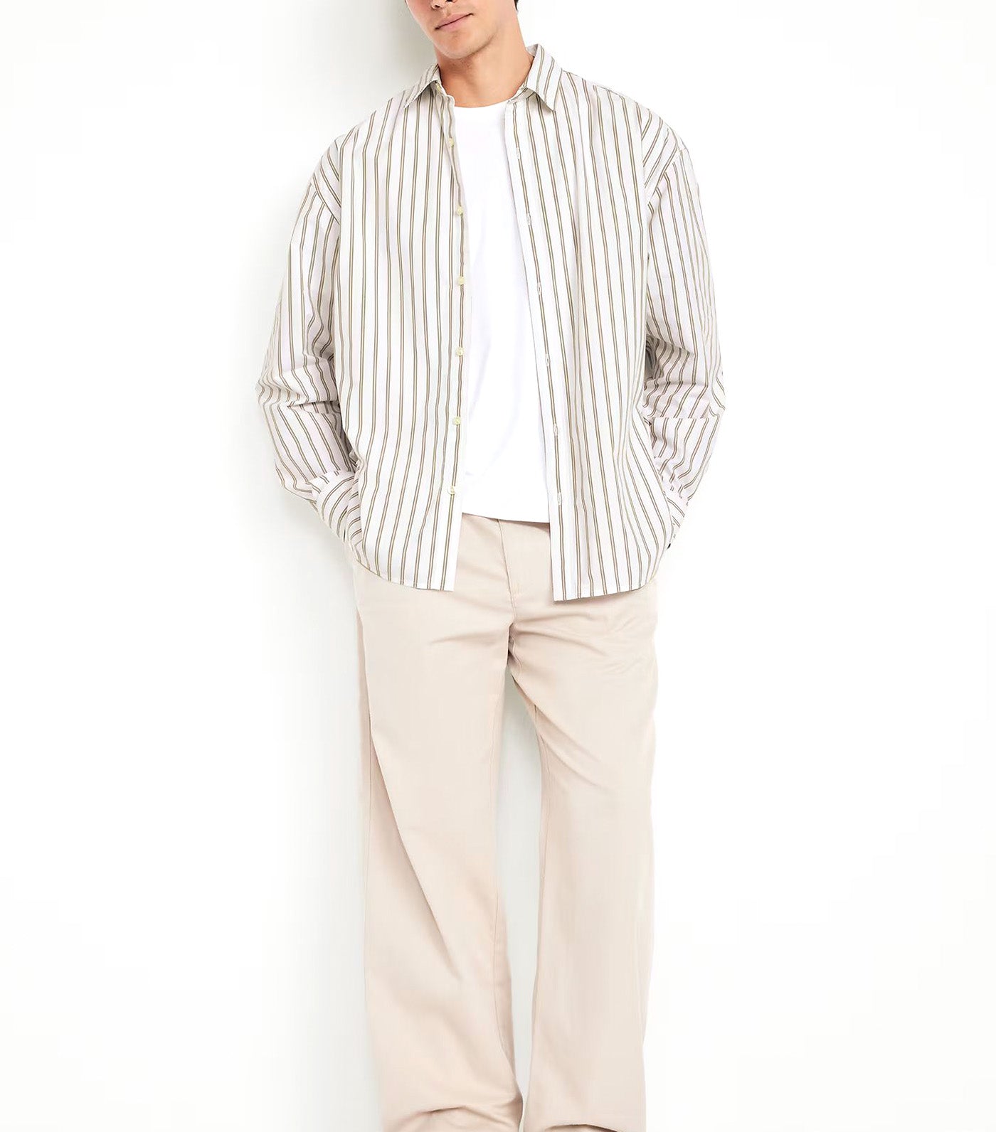 Old Navy Oversized Poplin Shirt White Stripe
