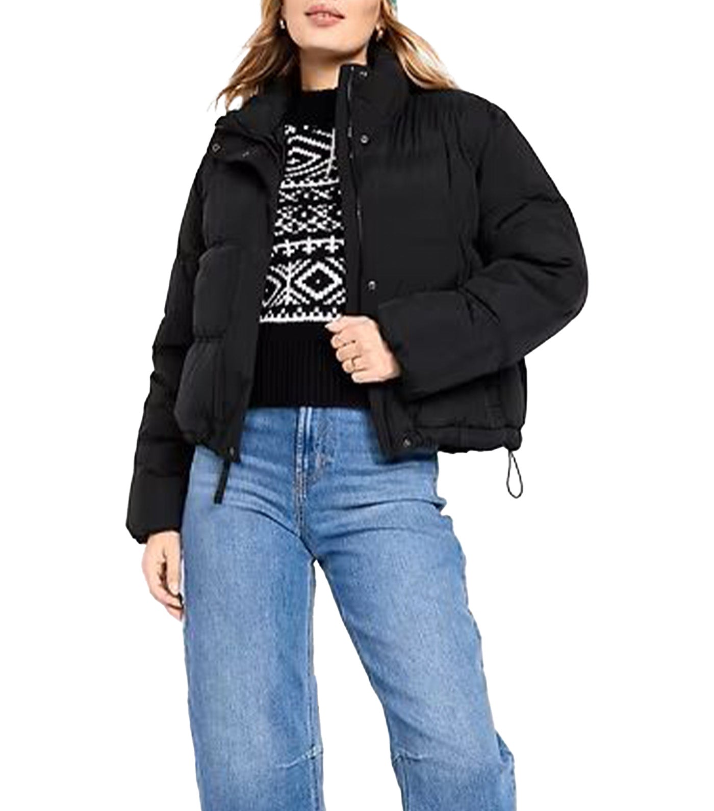 Old Navy Water-Resistant Nylon Puffer Jacket Black Jack