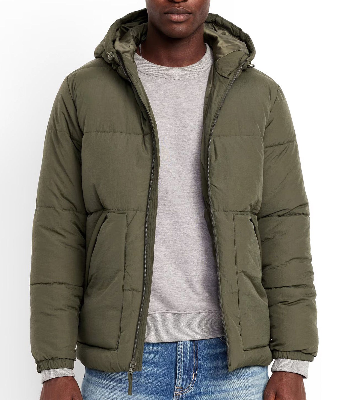 Old Navy Water-Resistant Hooded Puffer Jacket Heritage Green