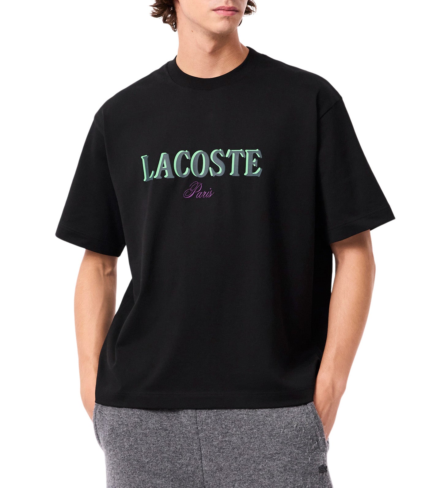 Lacoste Loose Fit Printed Jersey T-Shirt Black