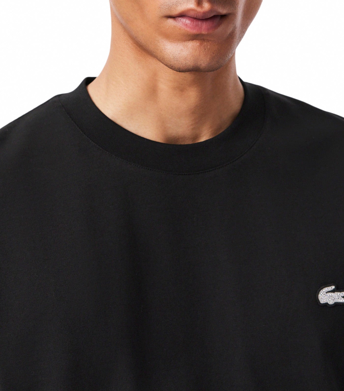 Diamanté Crocodile Cotton T-Shirt Black