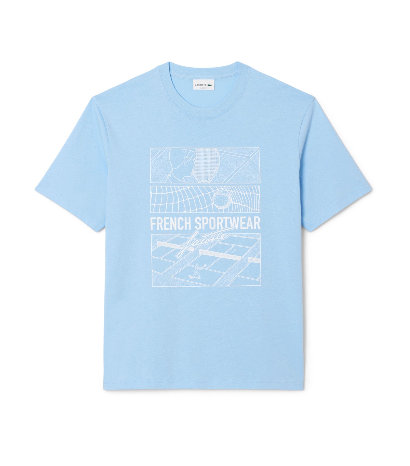 Tennis Court Print Cotton T-Shirt