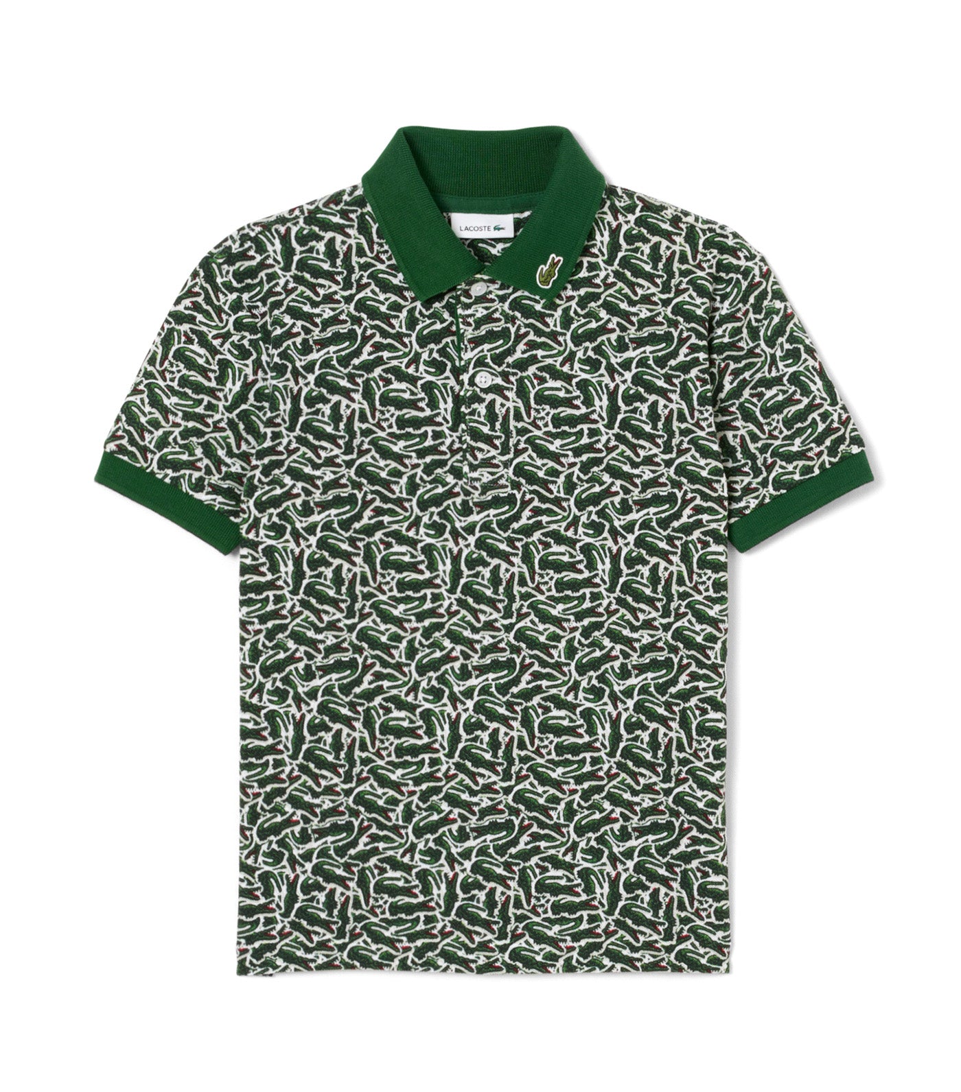 Crocodile Print Piqué Polo Shirt Green