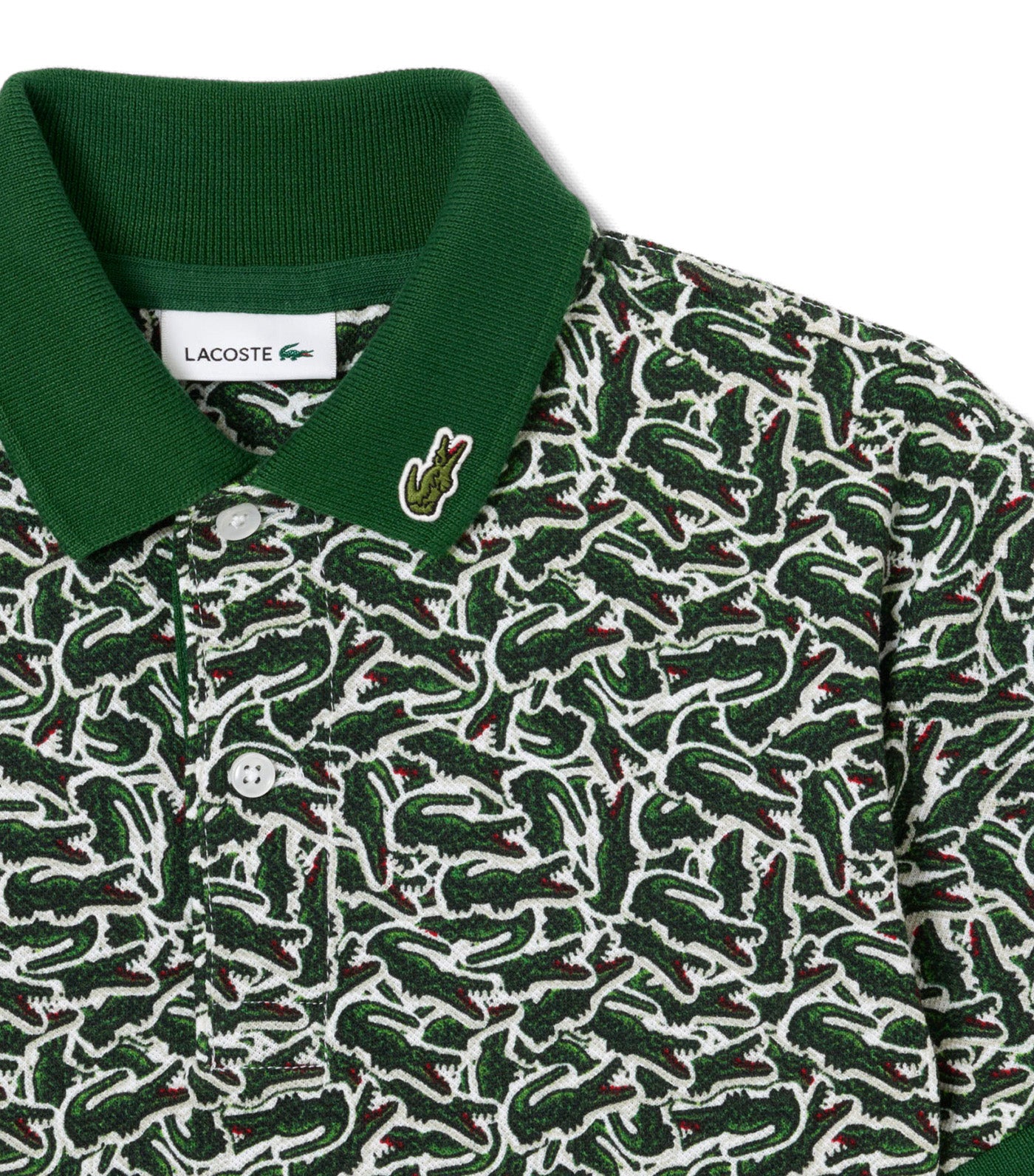 Crocodile Print Piqué Polo Shirt Green