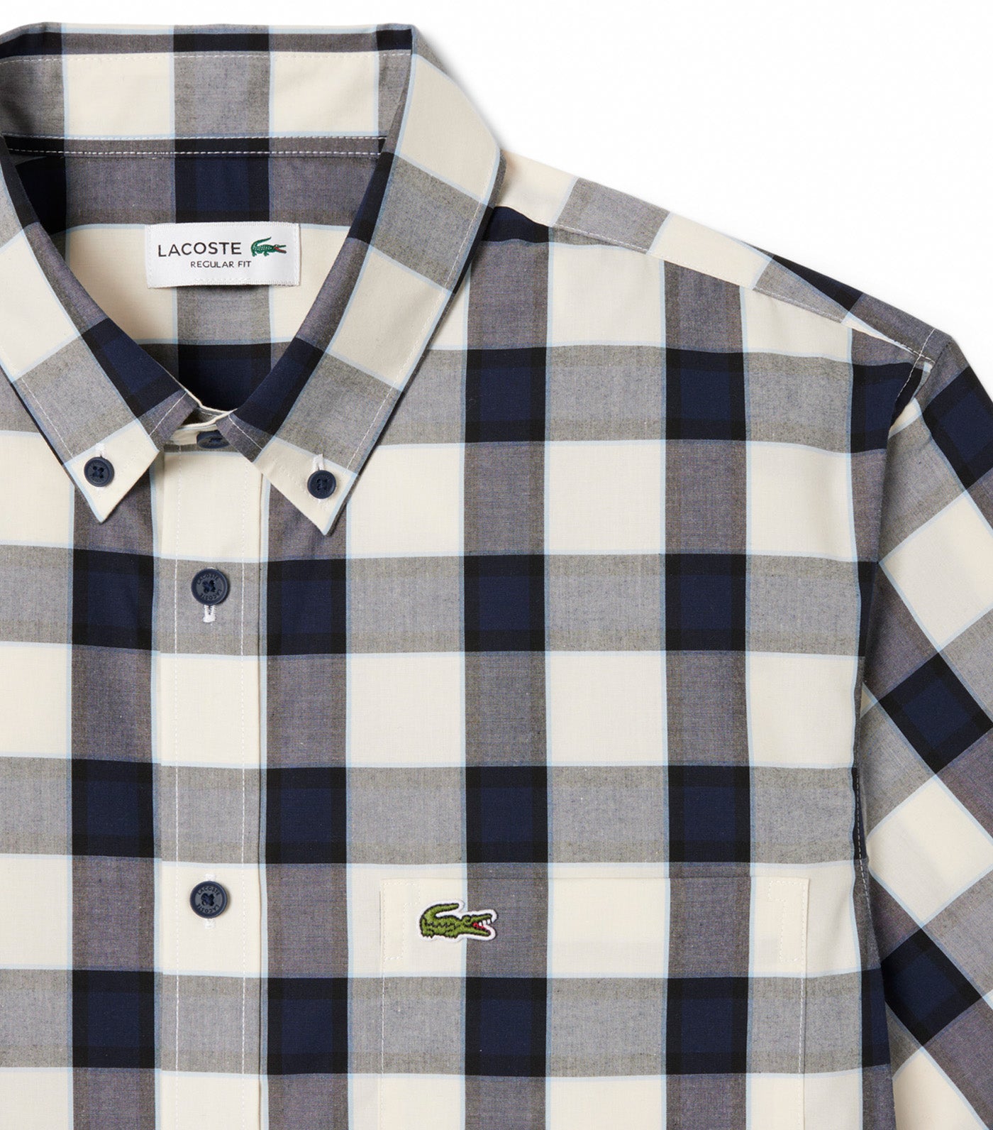 Lacoste Regular Fit Short Sleeved Shirt Flour/Overview/Navy Blue