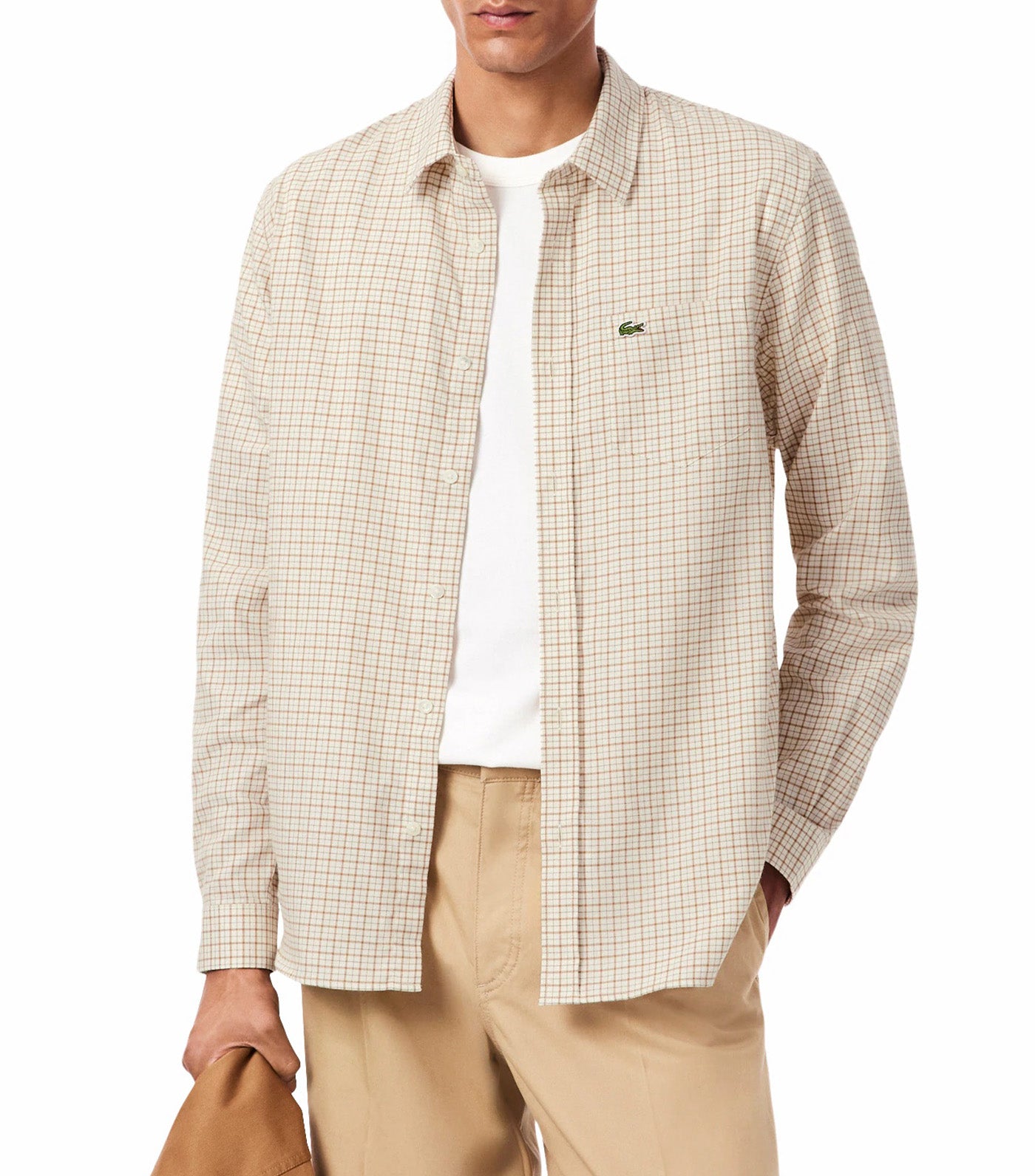 Lacoste Regular Fit Plaid Flannel Shirt Lapland/Date Brown