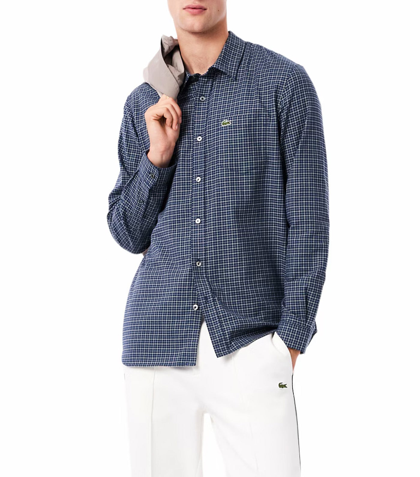 Lacoste Regular Fit Plaid Flannel Shirt Navy Blue/Flour