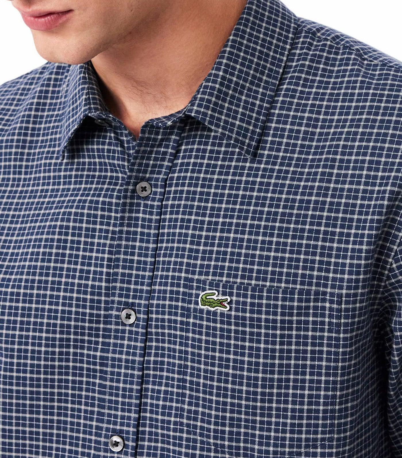 Lacoste Regular Fit Plaid Flannel Shirt Navy Blue/Flour