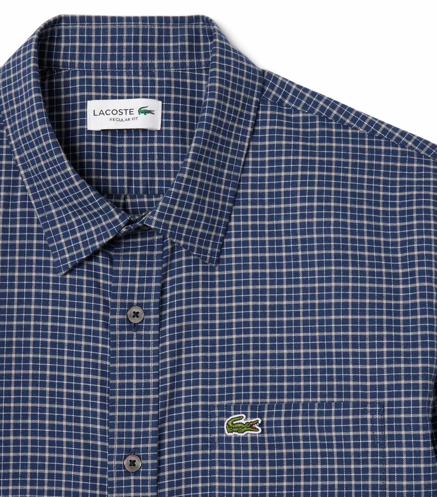 Lacoste Regular Fit Plaid Flannel Shirt Navy Blue/Flour