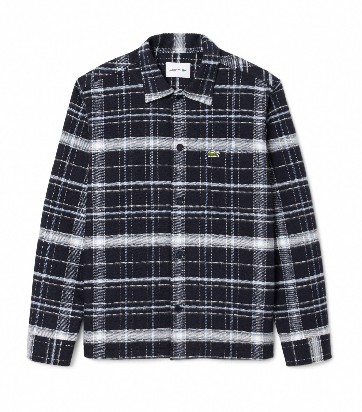 Cotton Plaid Overshirt Navy Blue