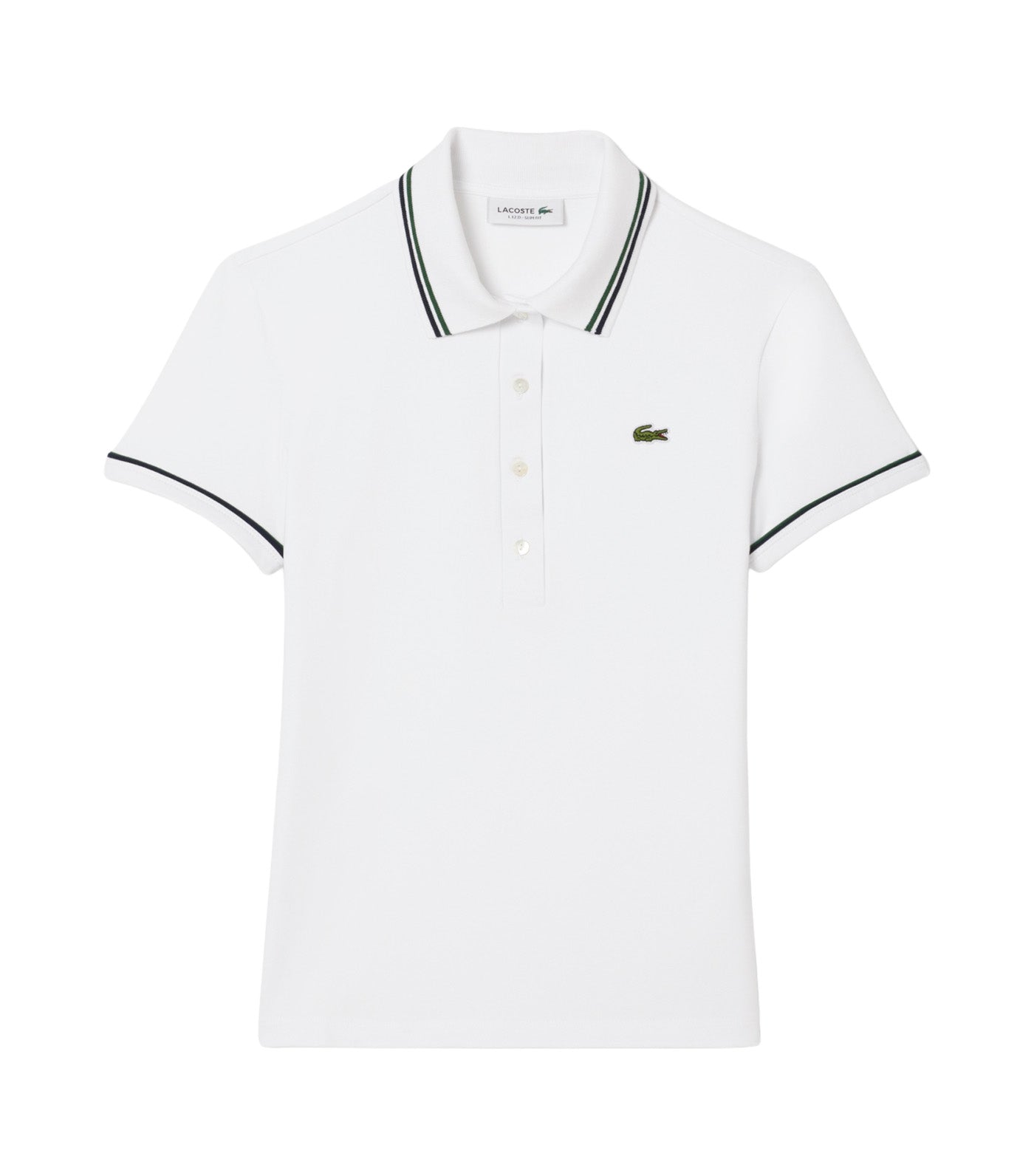 L.12.D Slim Fit Trim Detail Polo Shirt White/Navy Blue/Green