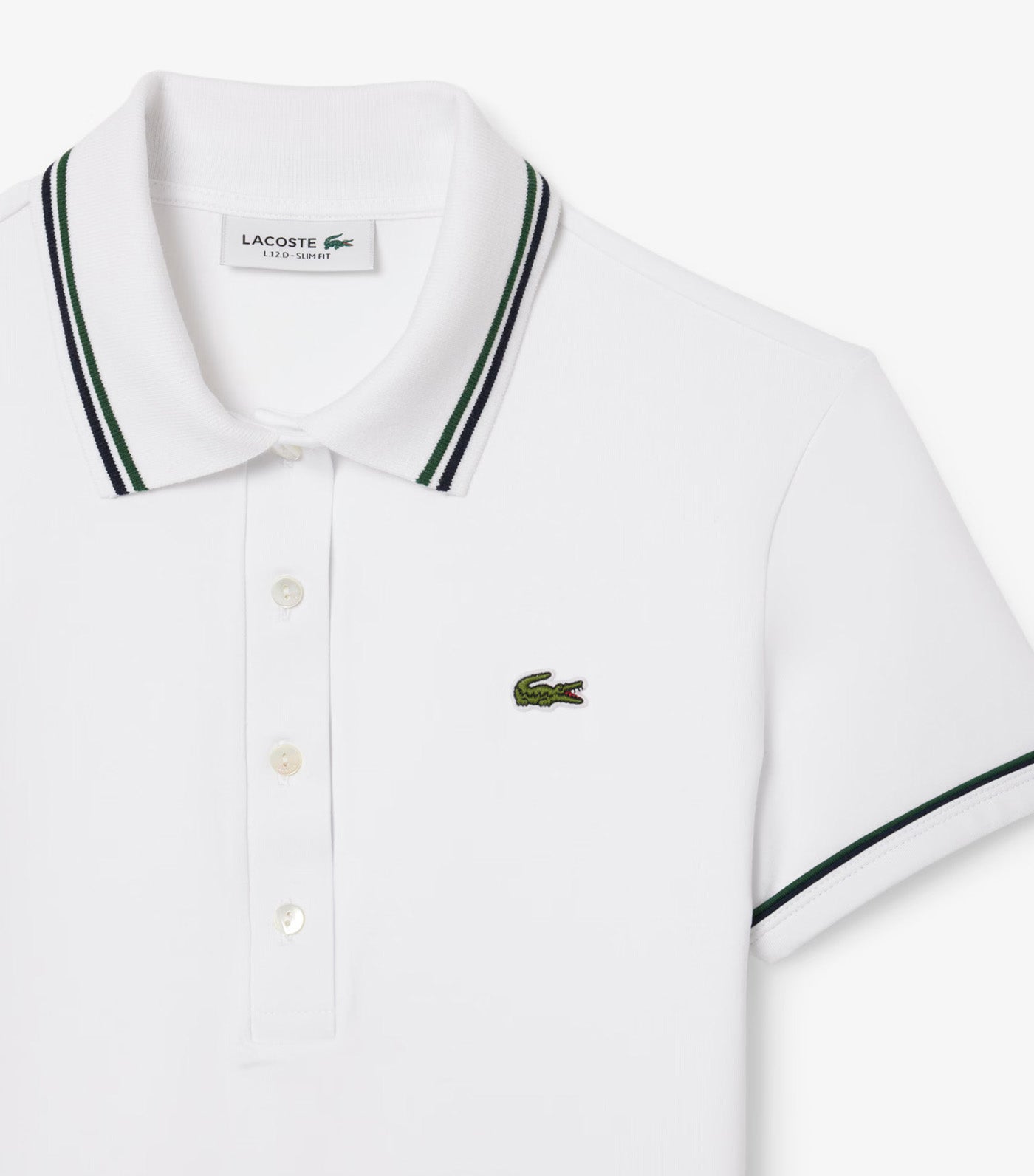 L.12.D Slim Fit Trim Detail Polo Shirt White/Navy Blue/Green