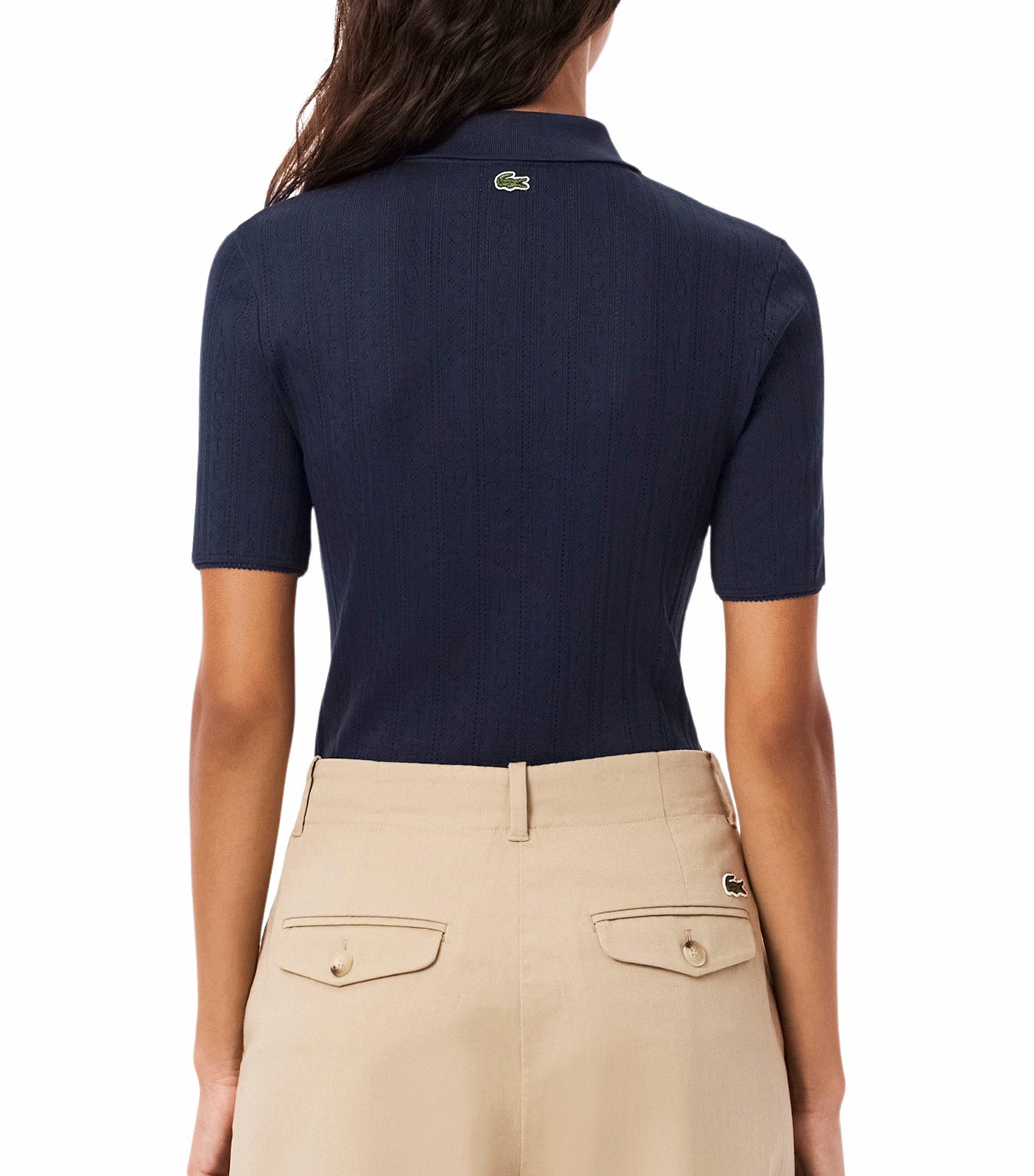 Lacoste Slim Fit Pointelle Branded L.12.D Polo Shirt Navy Blue