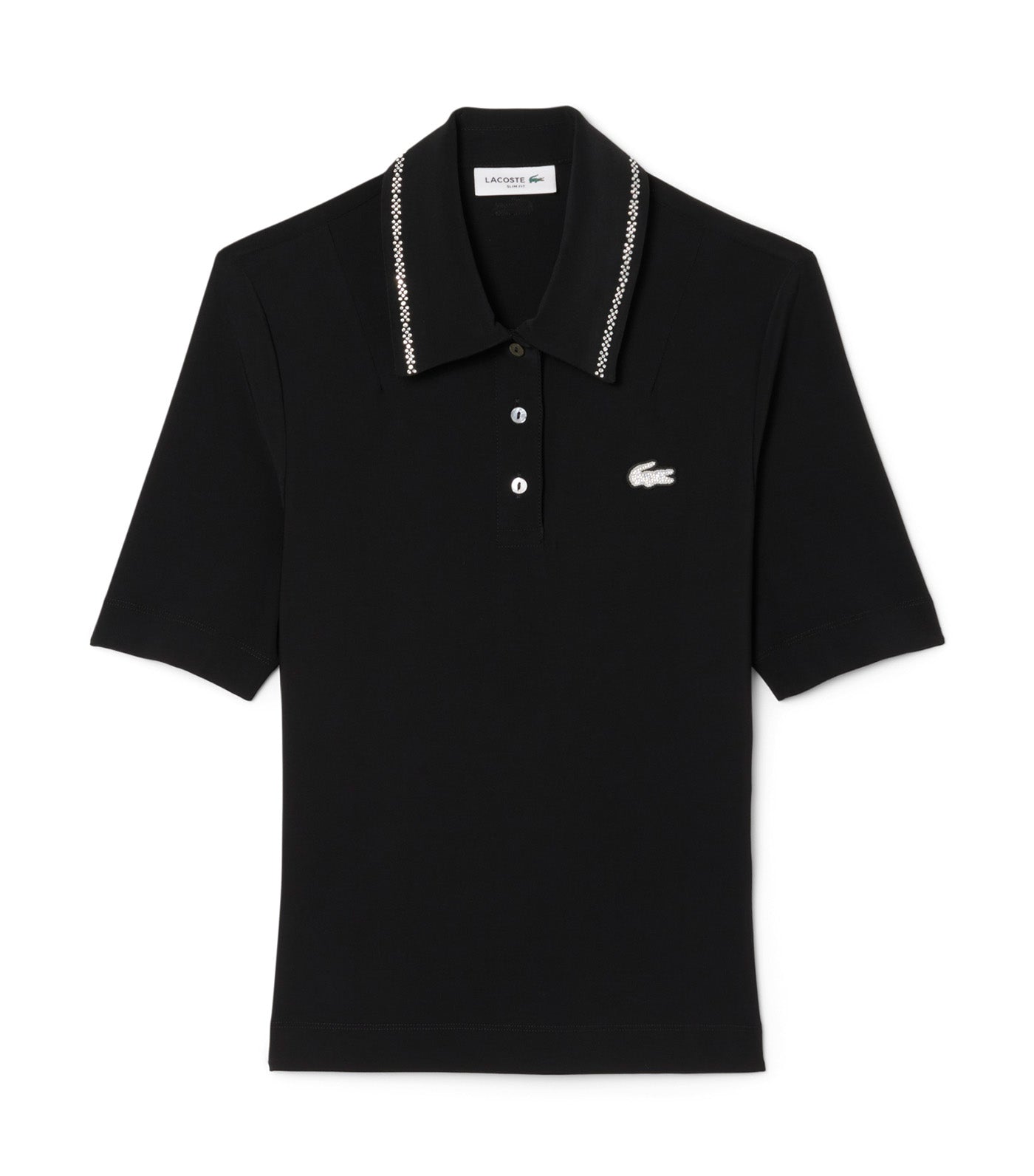 Lacoste L.12.D Slim Fit Diamanté Pop Polo Shirt Black
