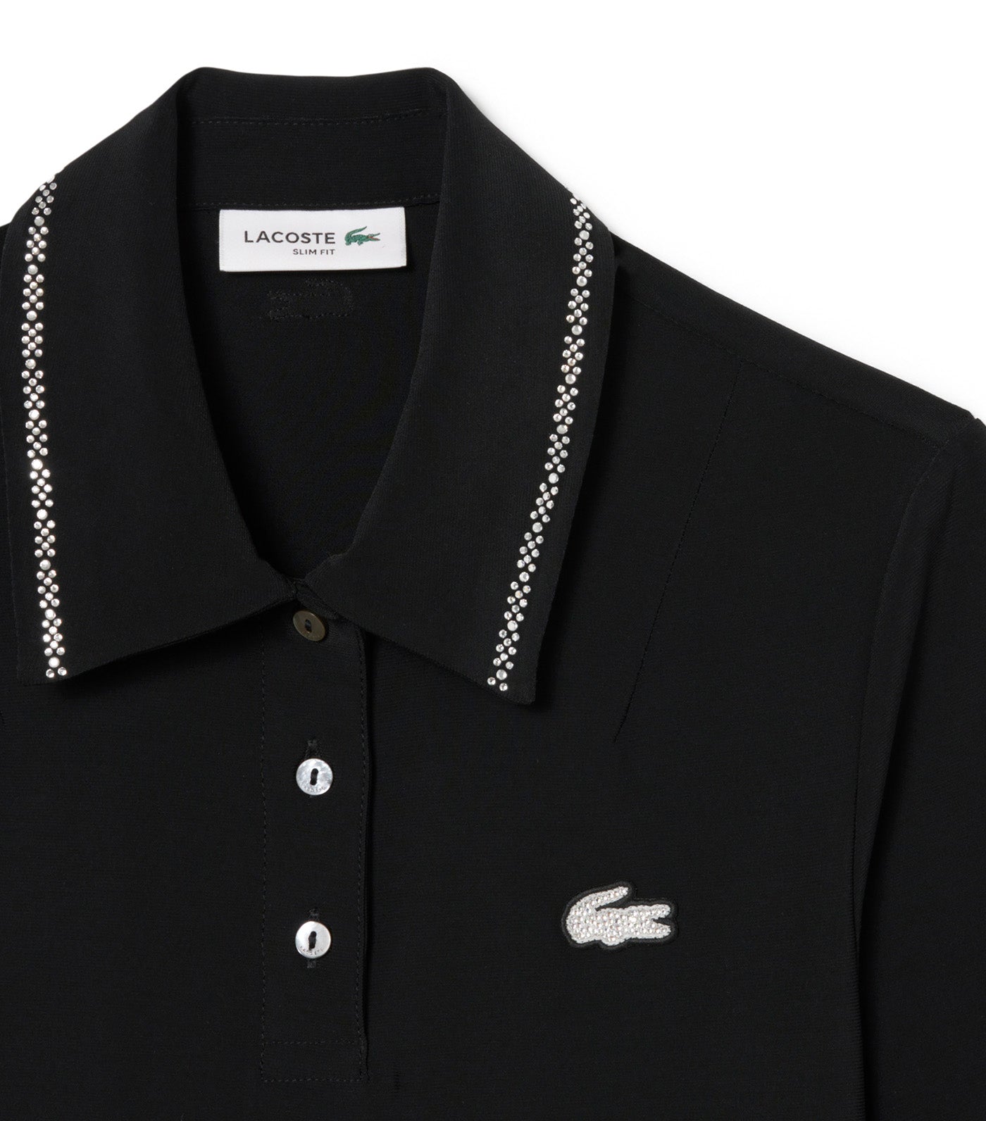 Lacoste L.12.D Slim Fit Diamanté Pop Polo Shirt Black