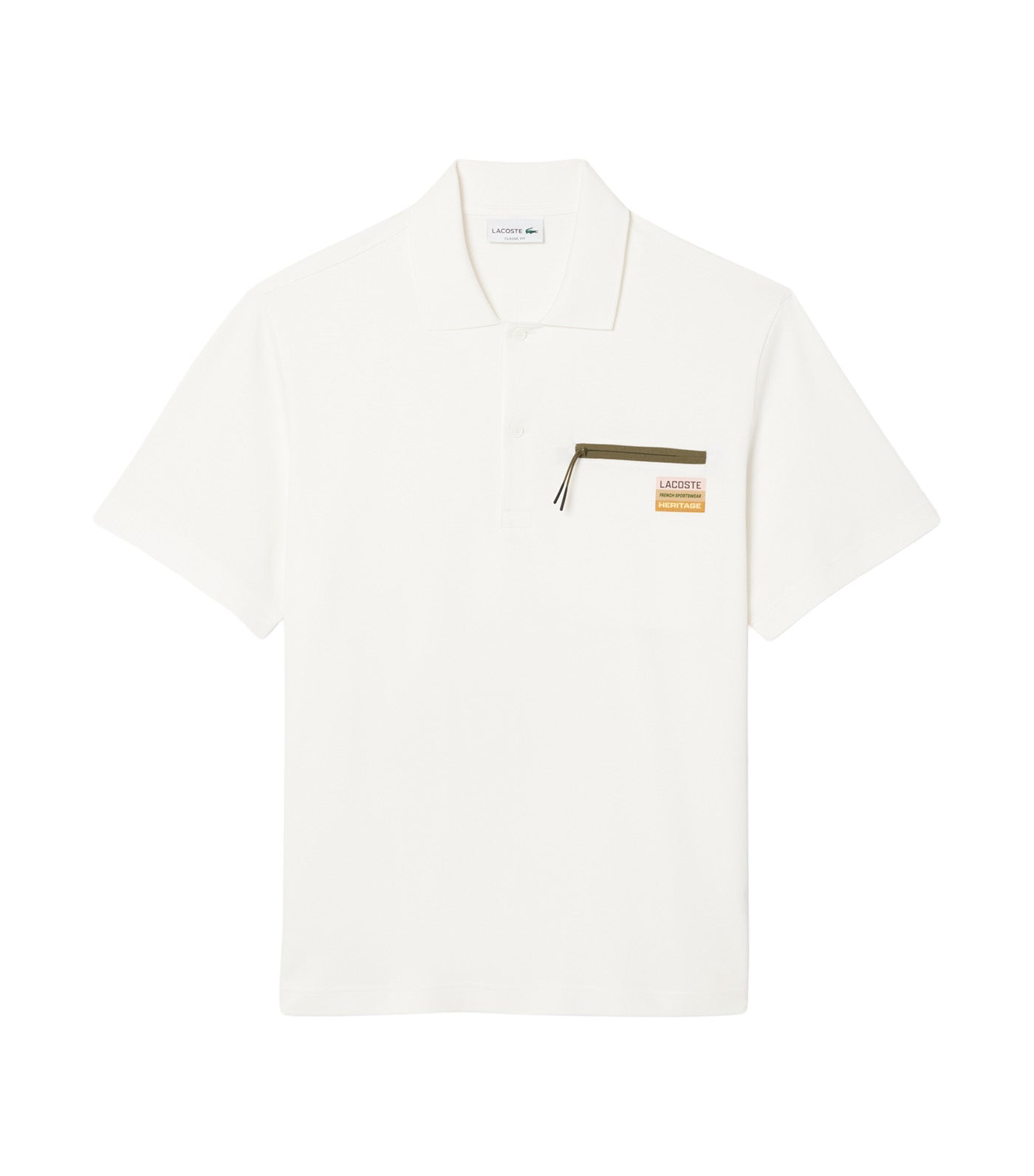 Classic Fit Zipped Pocket Interlock Polo Shirt Flour