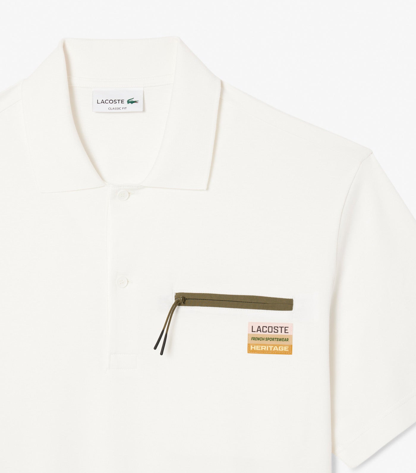 Classic Fit Zipped Pocket Interlock Polo Shirt Flour