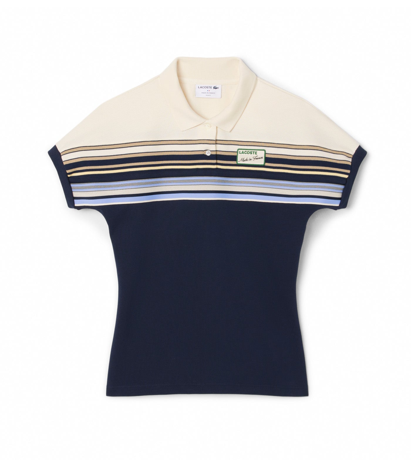Lacoste French Made Slim Fit Striped Polo Shirt Navy Blue/Lapland