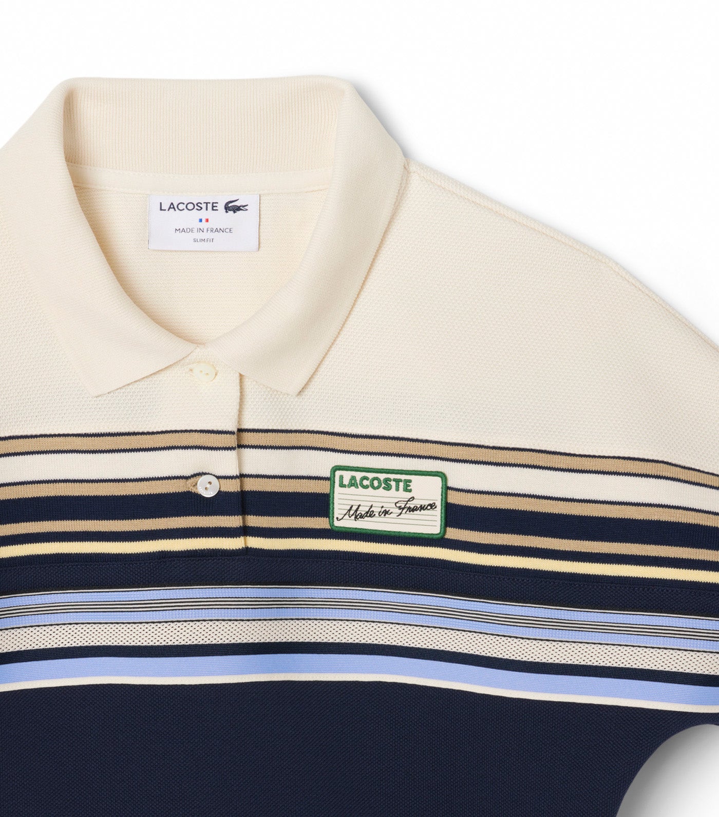 Lacoste French Made Slim Fit Striped Polo Shirt Navy Blue/Lapland