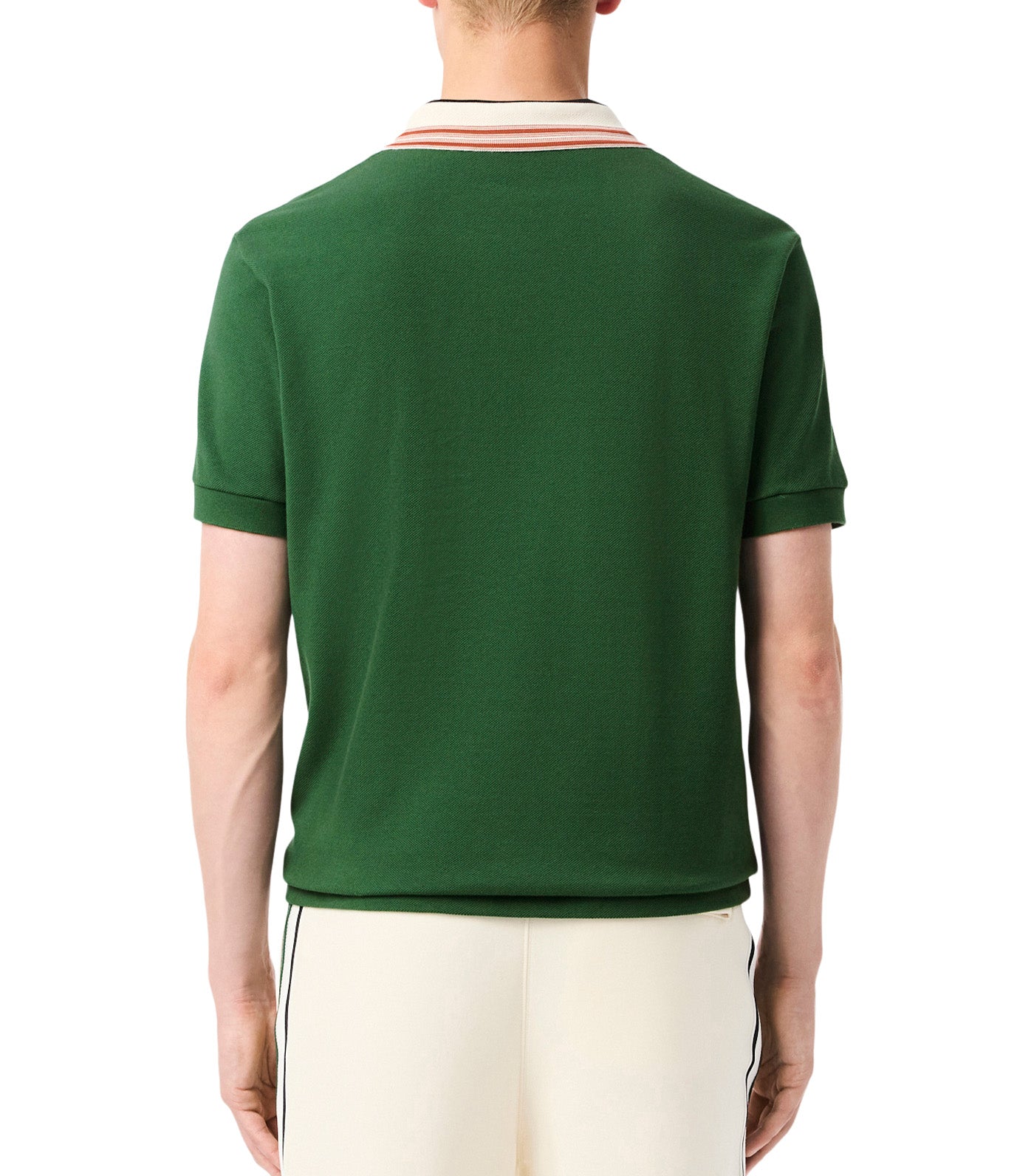 French Made Classic Fit Stripe Collar Polo Shirt Green