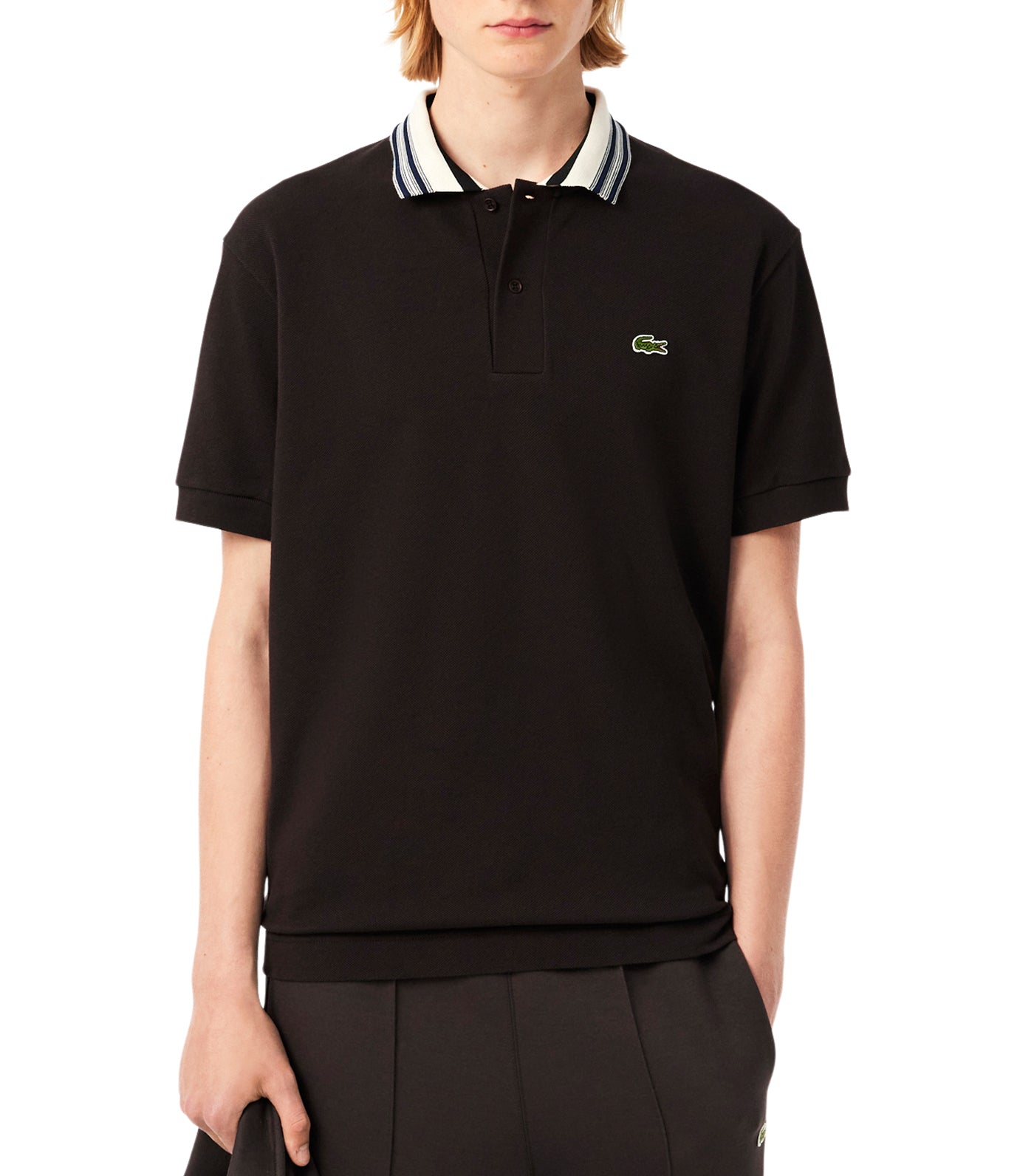 French Made Classic Fit Stripe Collar Polo Shirt Port 0