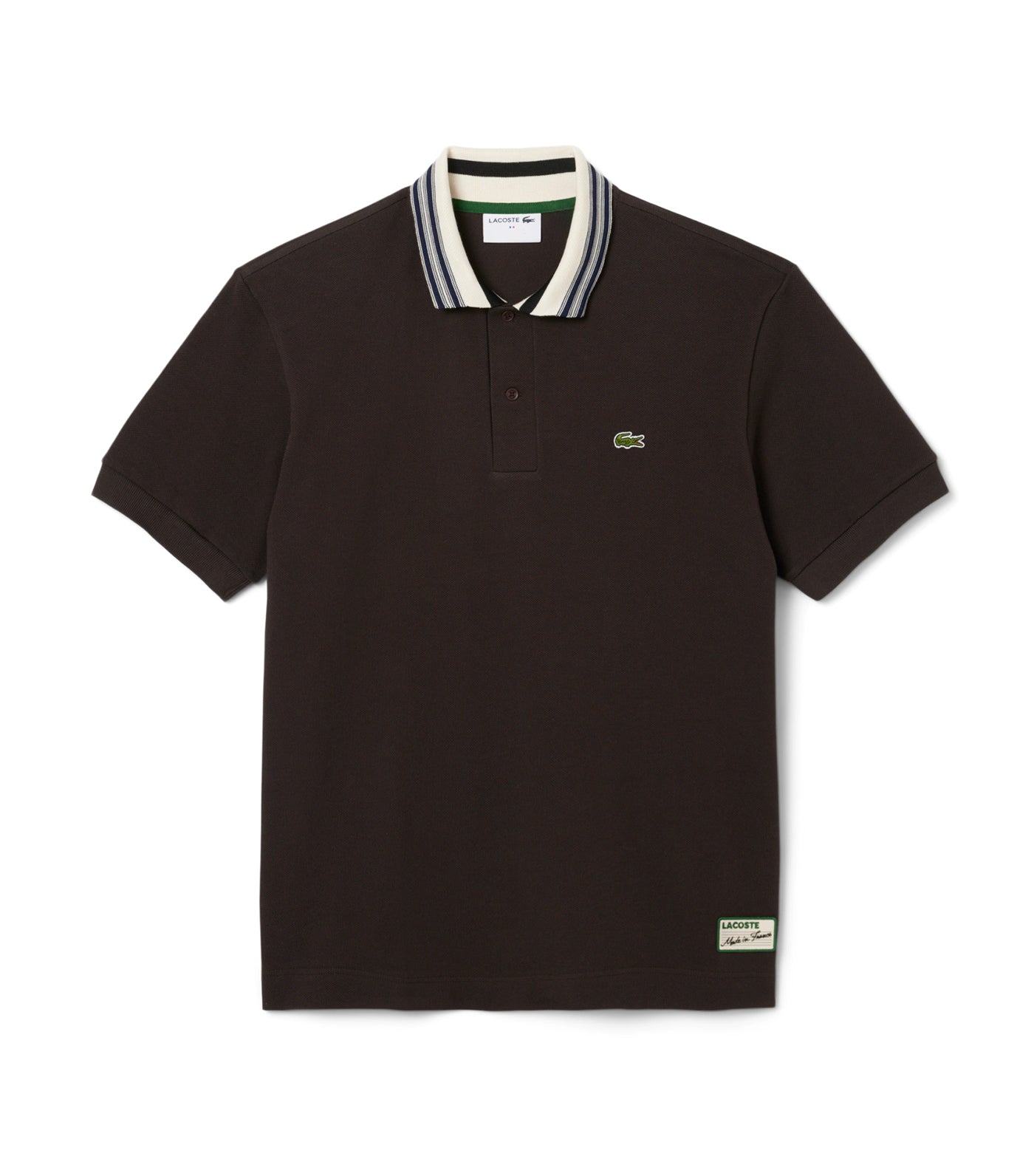 French Made Classic Fit Stripe Collar Polo Shirt Port 0