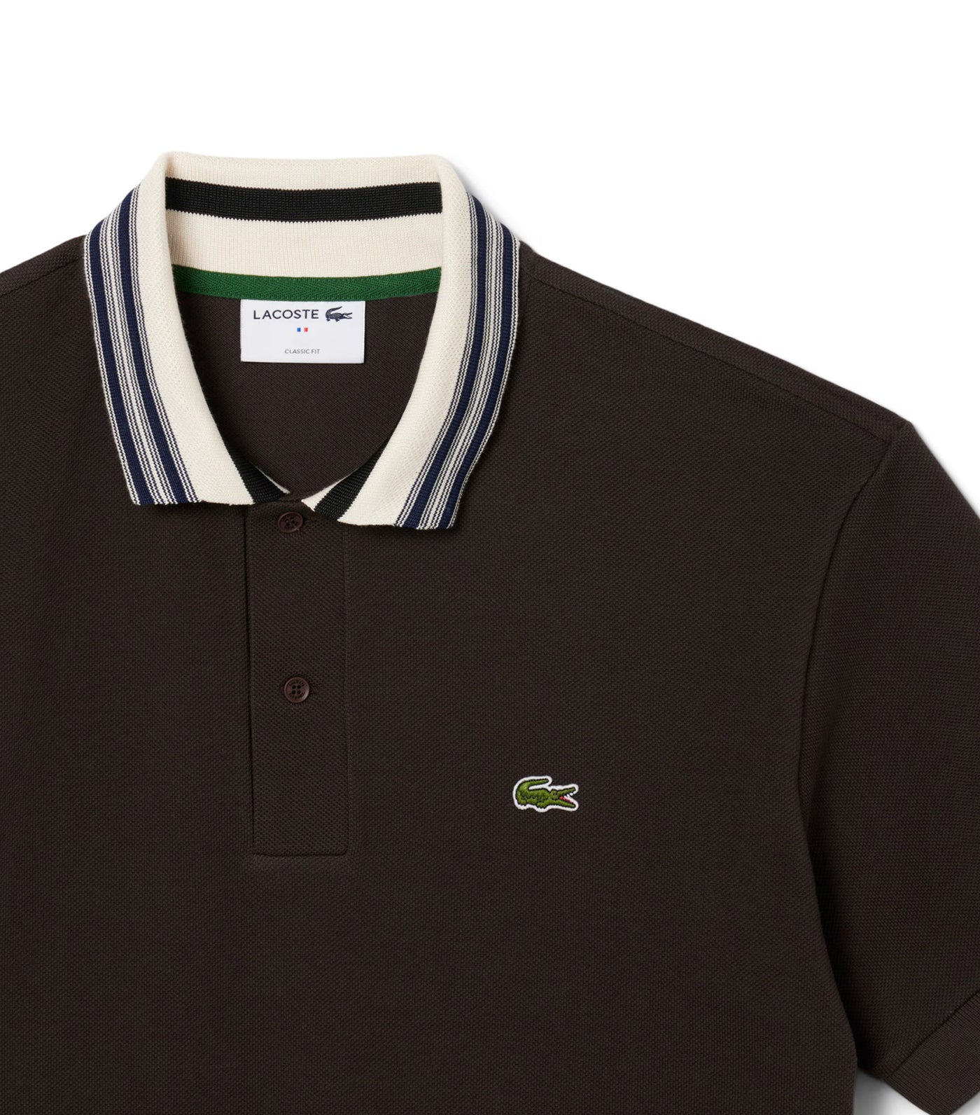 French Made Classic Fit Stripe Collar Polo Shirt Port 0