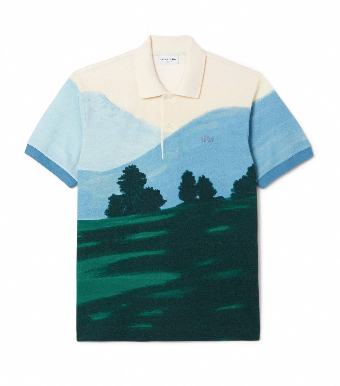 Classic Fit Printed Petit Piqué Polo Shirt Sinople/Yellow-Green-White