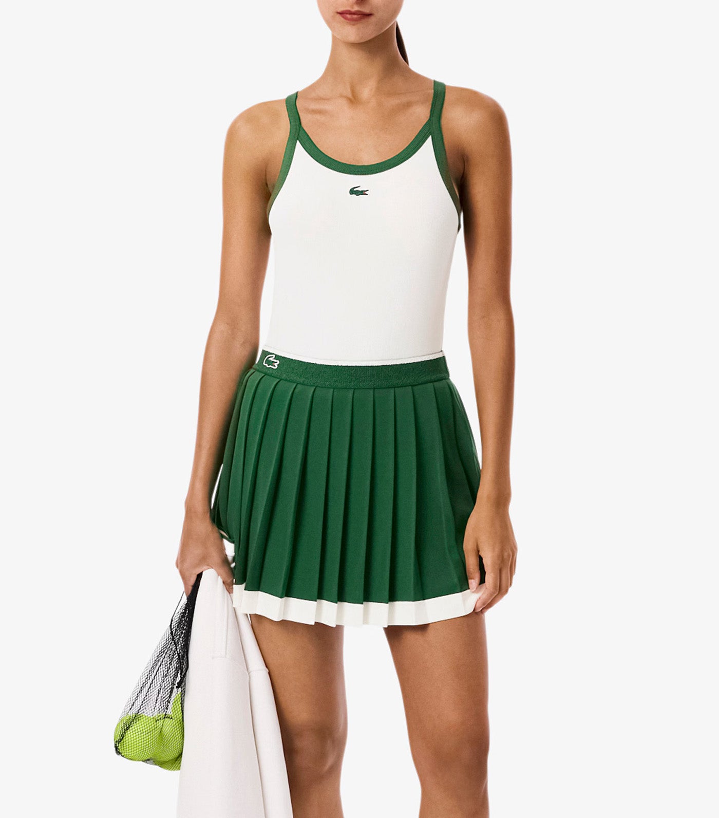 Sport Ultra Dry Ribbed Knit Tank Top White/Green