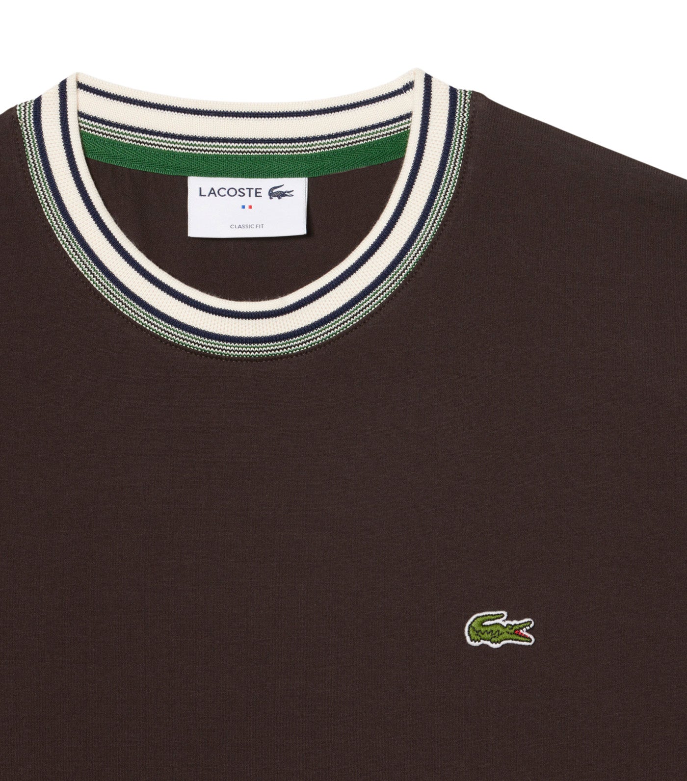 Lacoste French Made Stripe Neck T-Shirt Port 