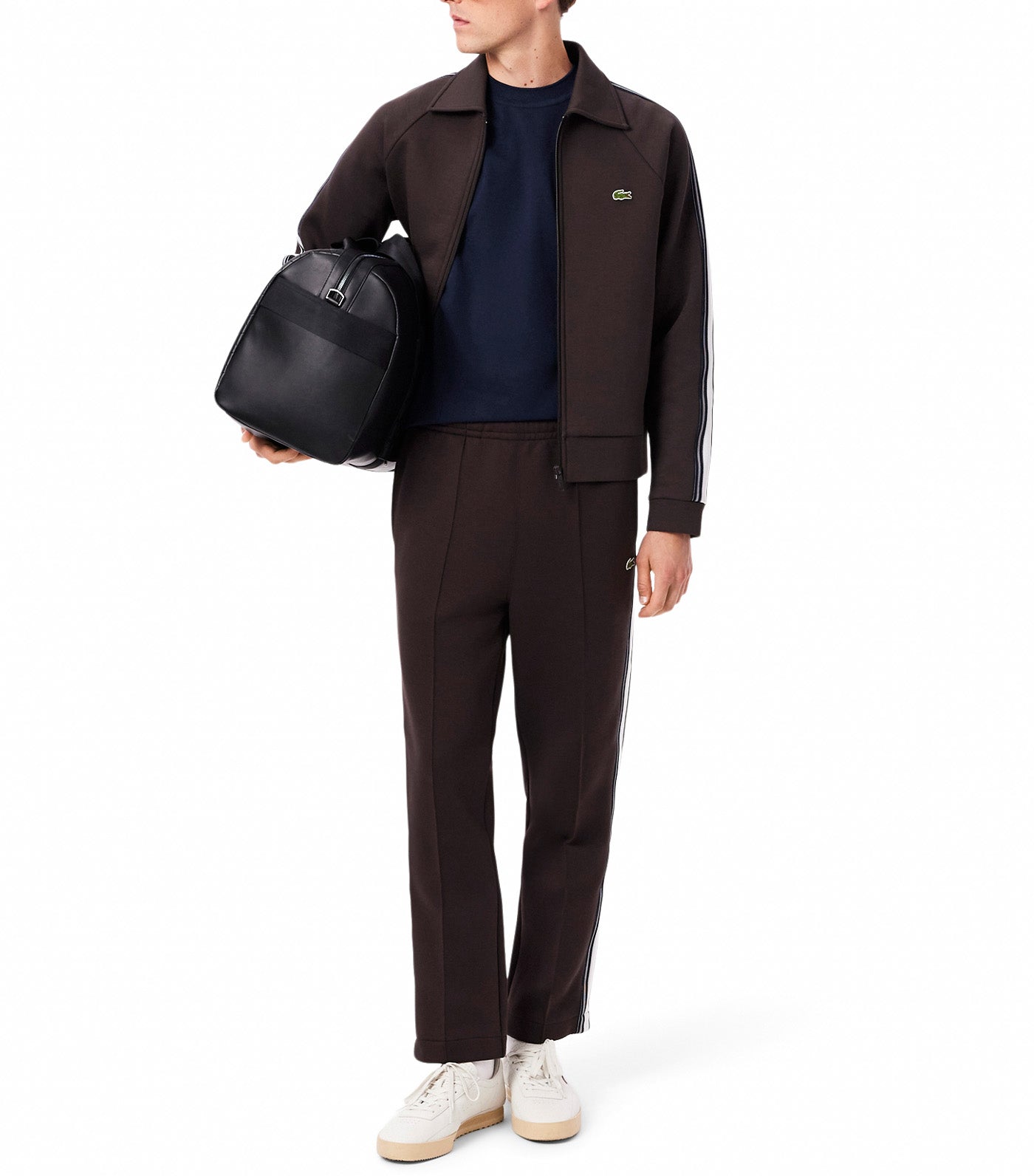 Lacoste Ribbed Neck Petit Piqué T-Shirt Navy Blue