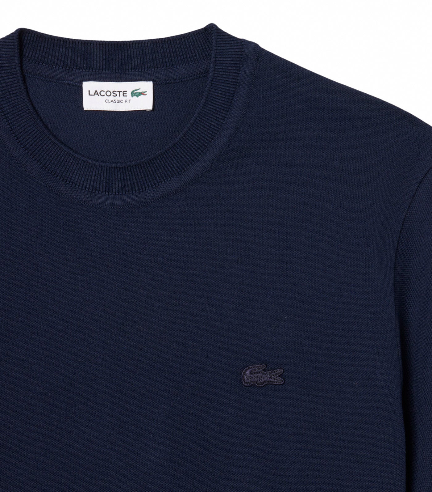 Lacoste Ribbed Neck Petit Piqué T-Shirt Navy Blue