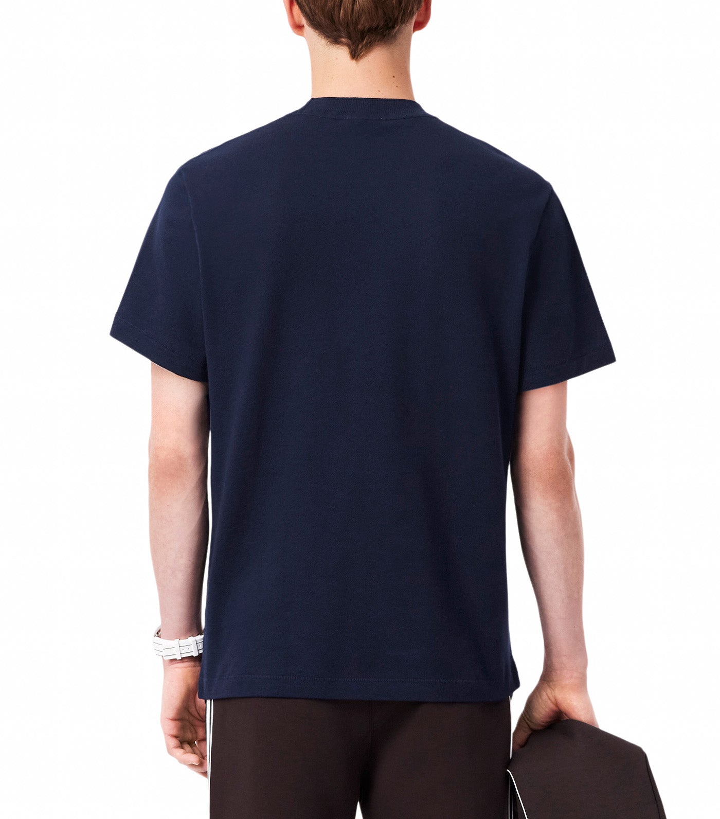 Lacoste Ribbed Neck Petit Piqué T-Shirt Navy Blue