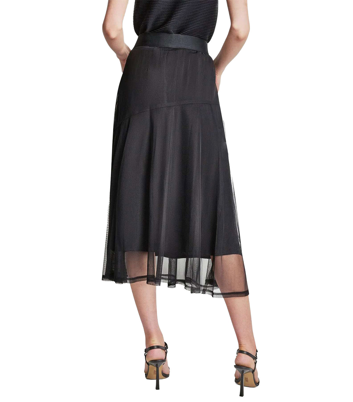 Layered Mesh Skirt Black