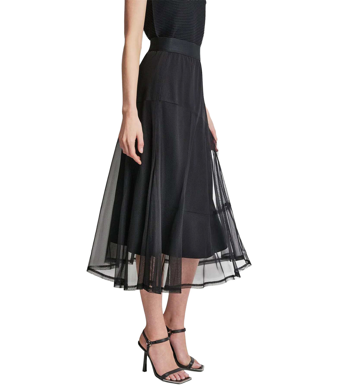 Layered Mesh Skirt Black