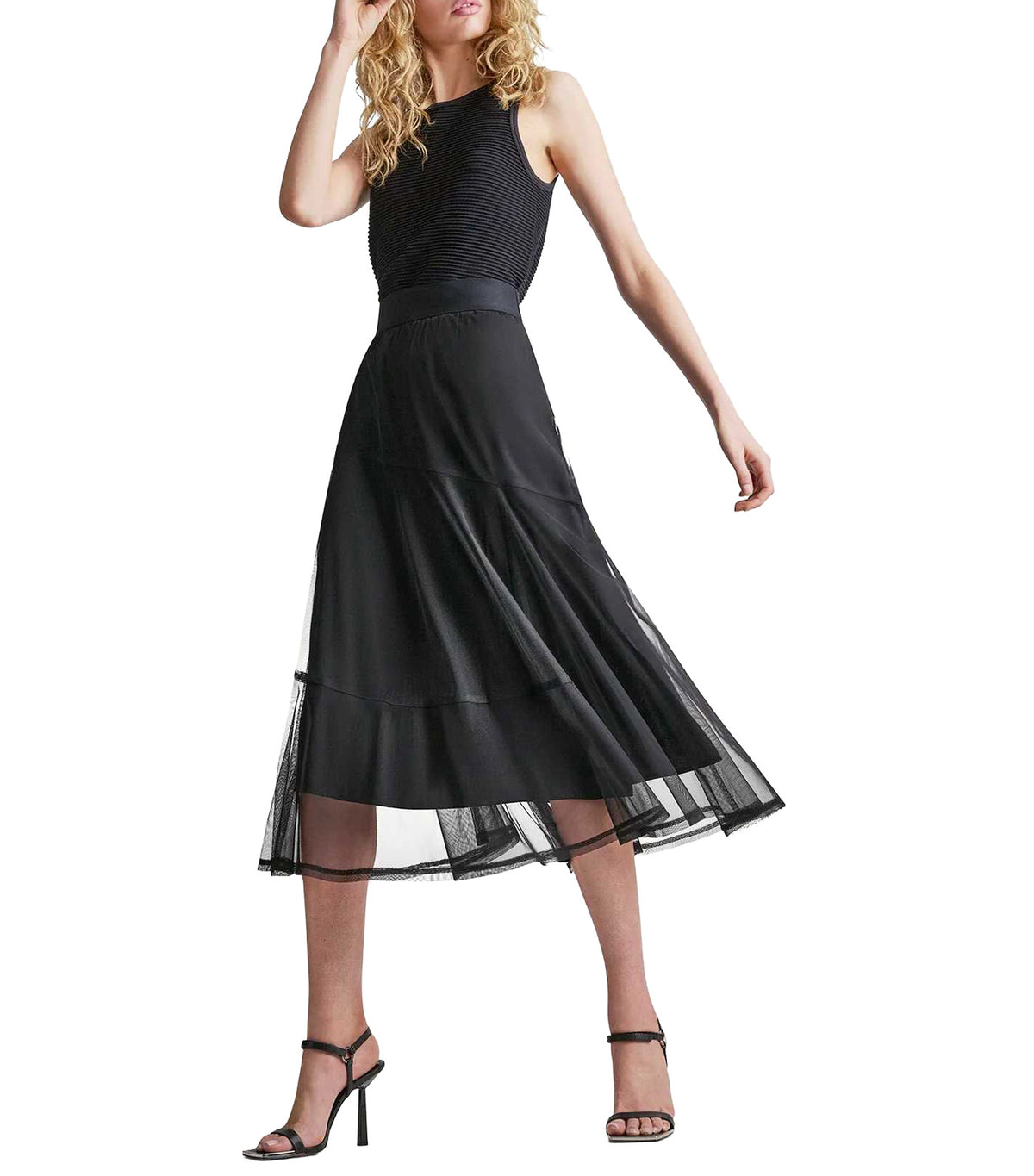 Layered Mesh Skirt Black