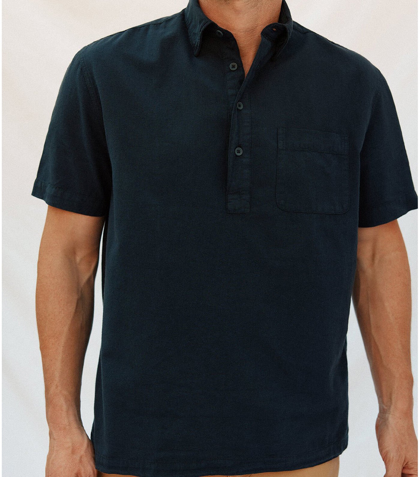 Plain Cotton Linen Short Sleeve Shirt