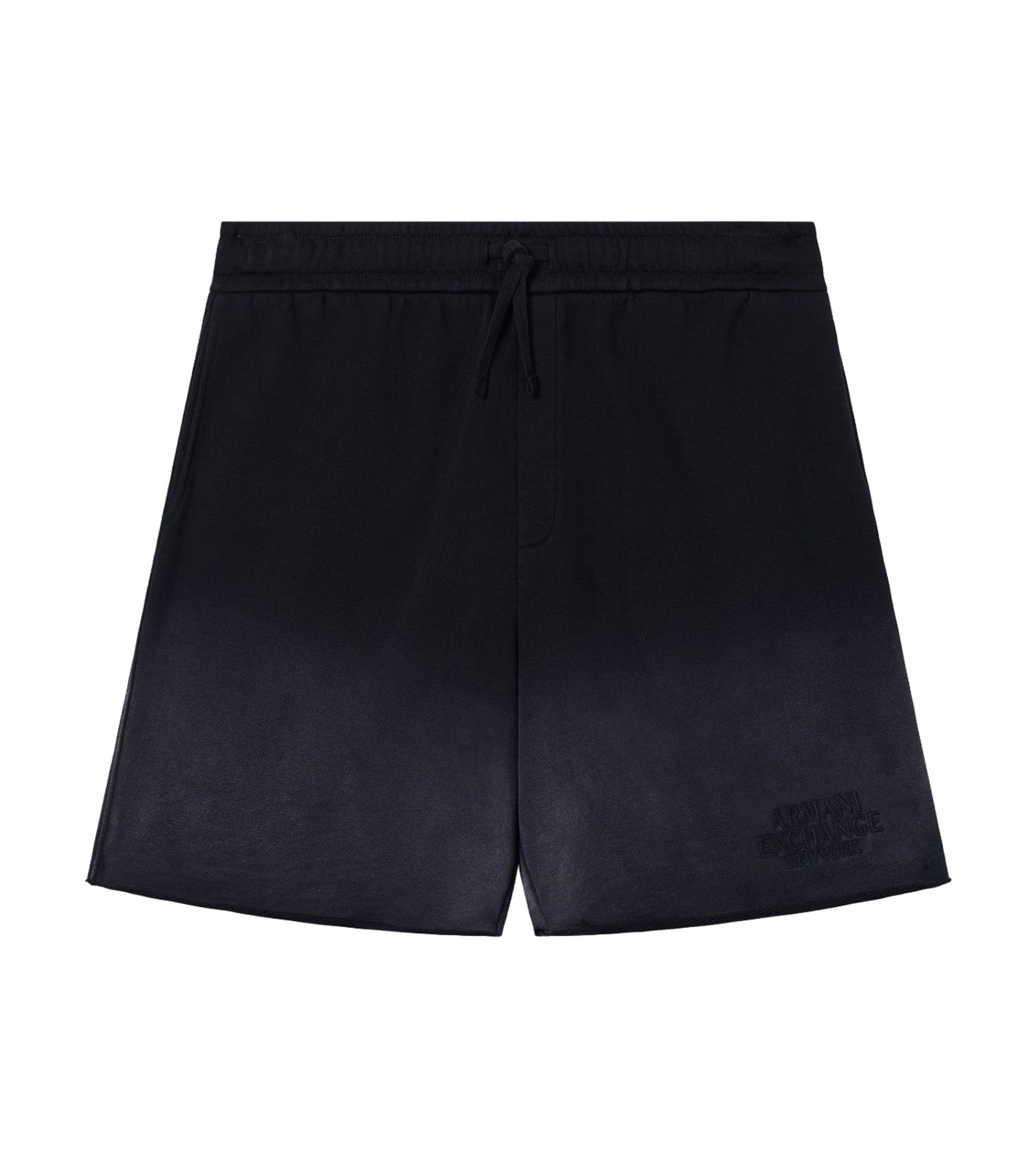 Used-Effect Bermuda Shorts with Logo Black