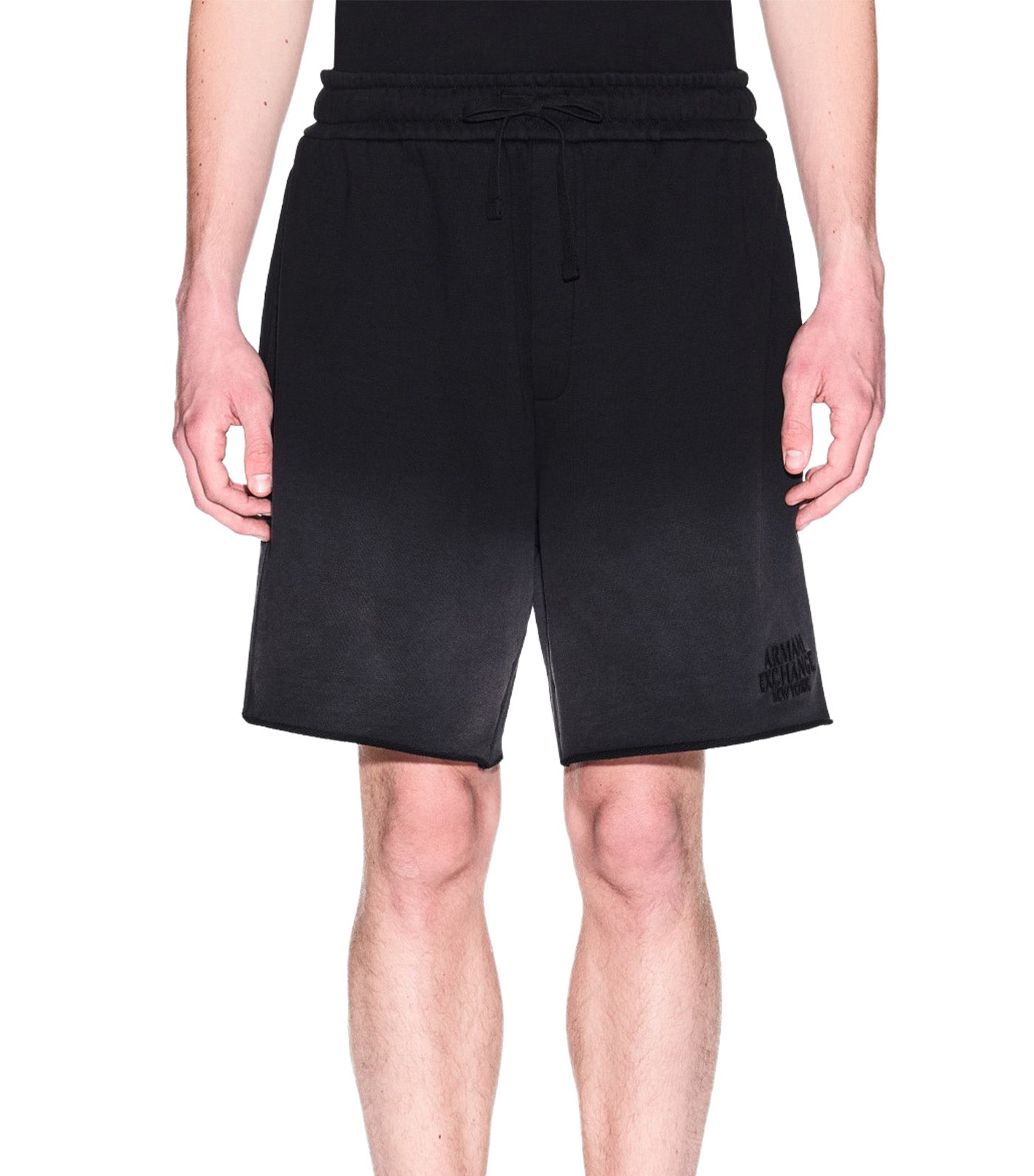 Used-Effect Bermuda Shorts with Logo Black