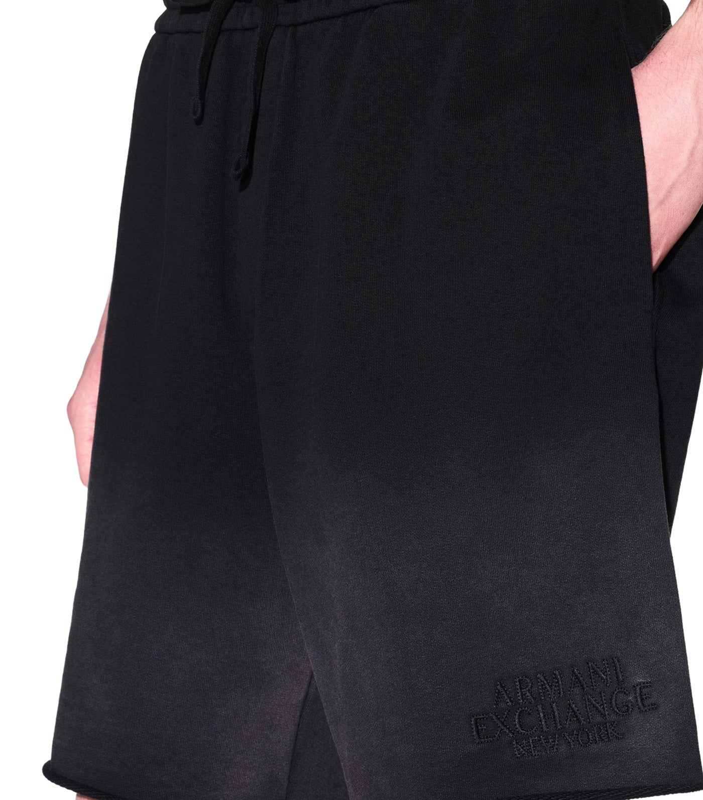 Used-Effect Bermuda Shorts with Logo Black