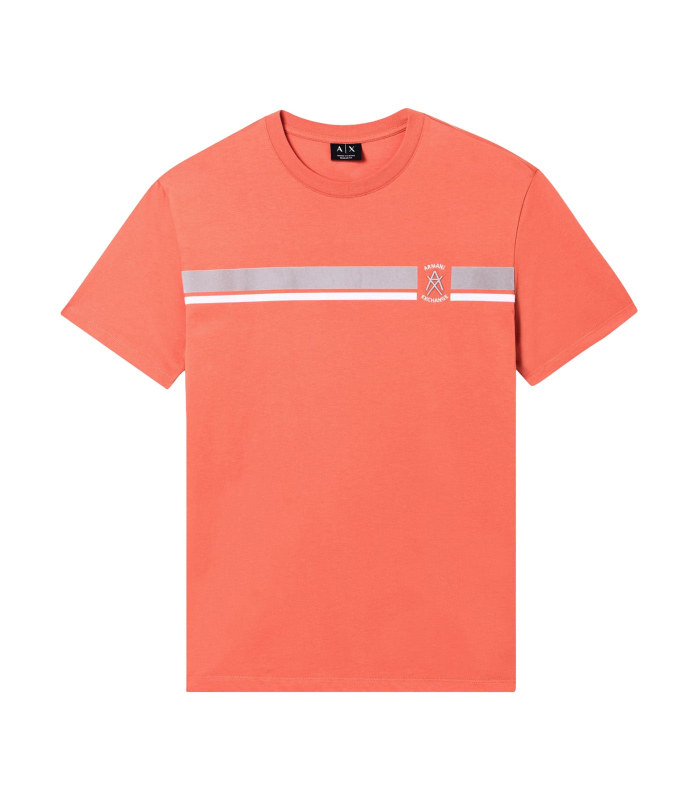 Regular Fit T-Shirt with Contrasting Band and Logo Orange Rust